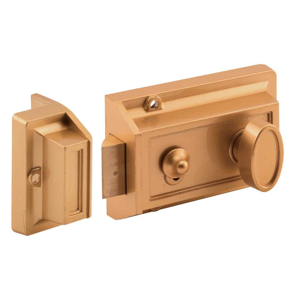 Prime-Line Diecast Brass Night Latch with Locking Cylinder, U 9967