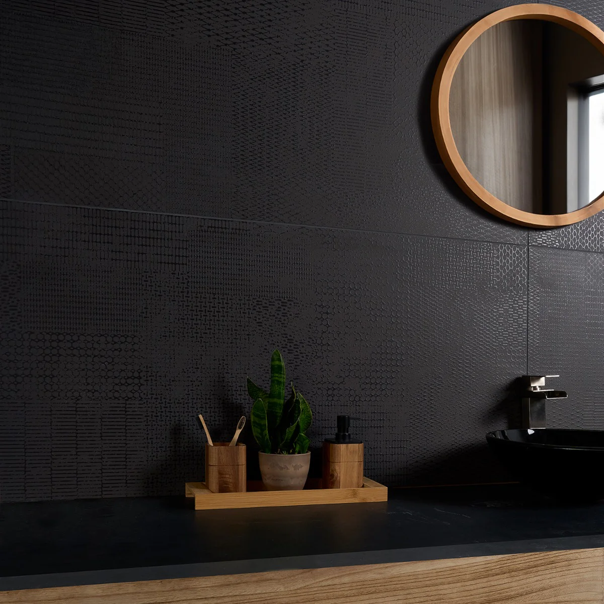 Prints Antracite Black 24x48 Matte Porcelain Tile - Lux Tile