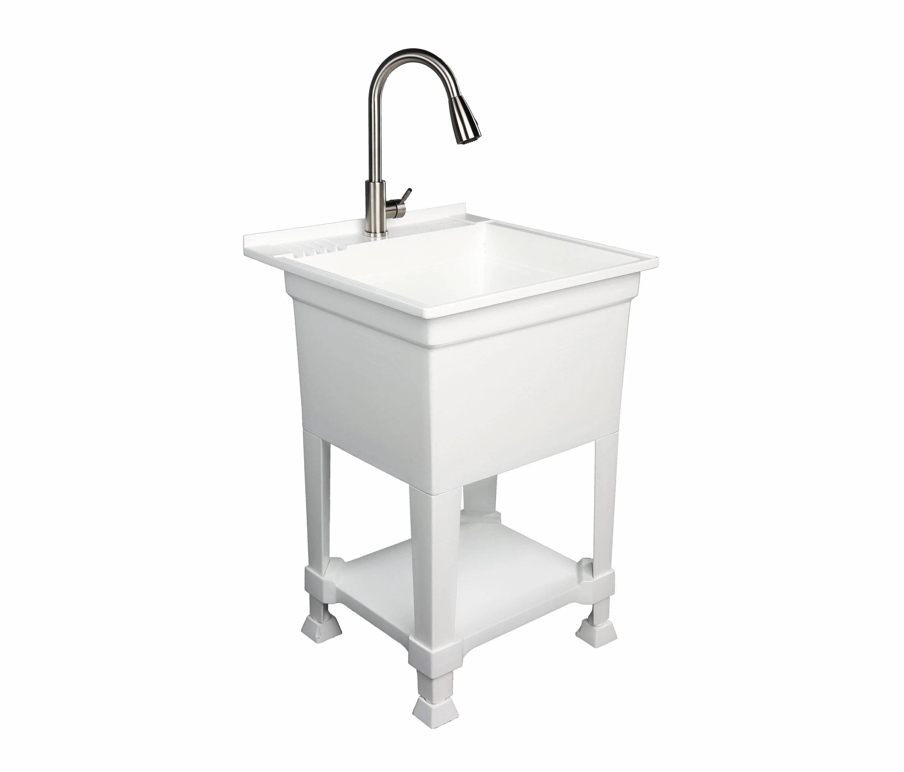 Project Source 24-in x 24-in White Freestanding Utility Tub with Faucet and Drain