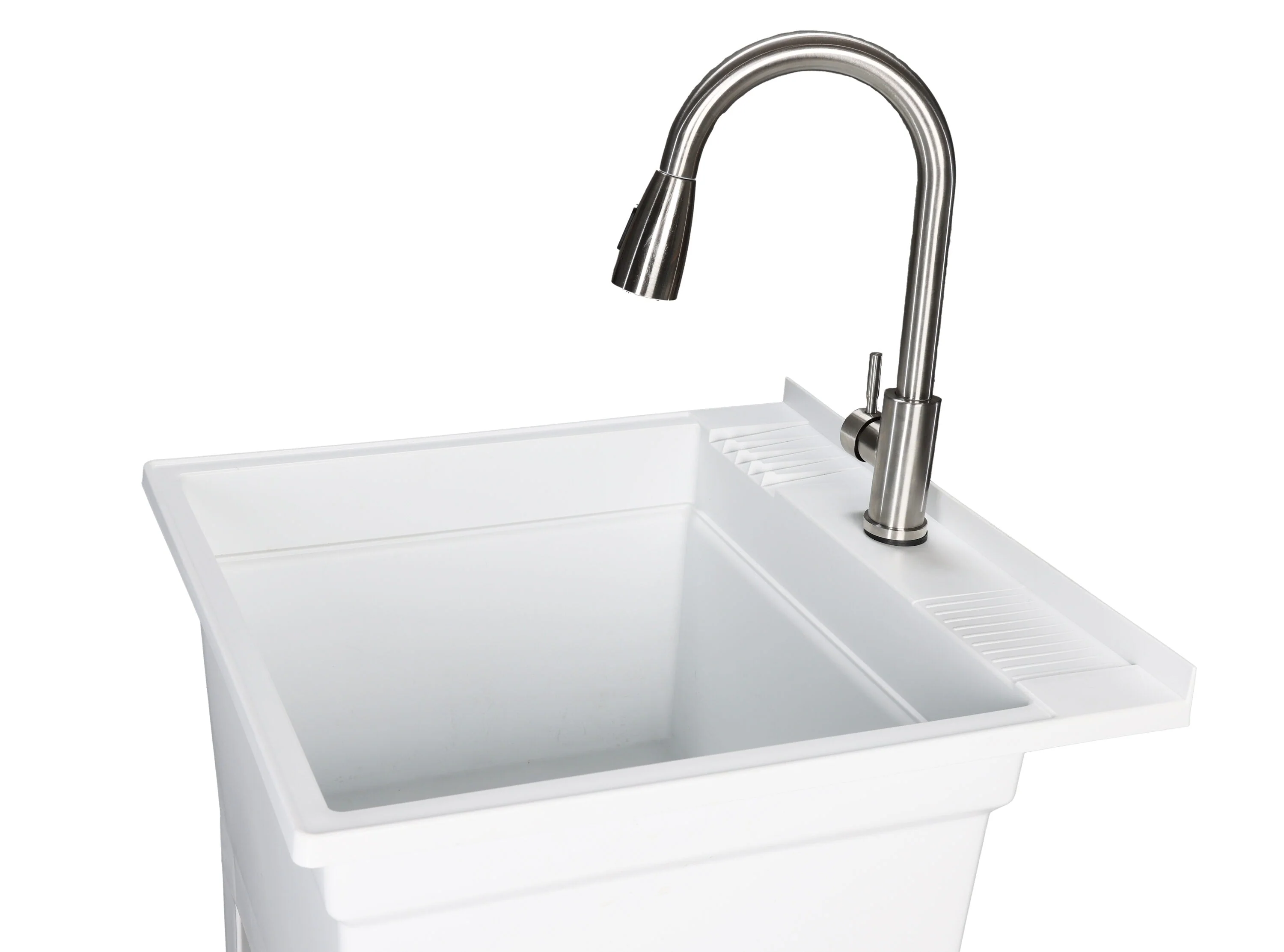 Project Source 24-in x 24-in White Freestanding Utility Tub with Faucet and Drain - Image 3