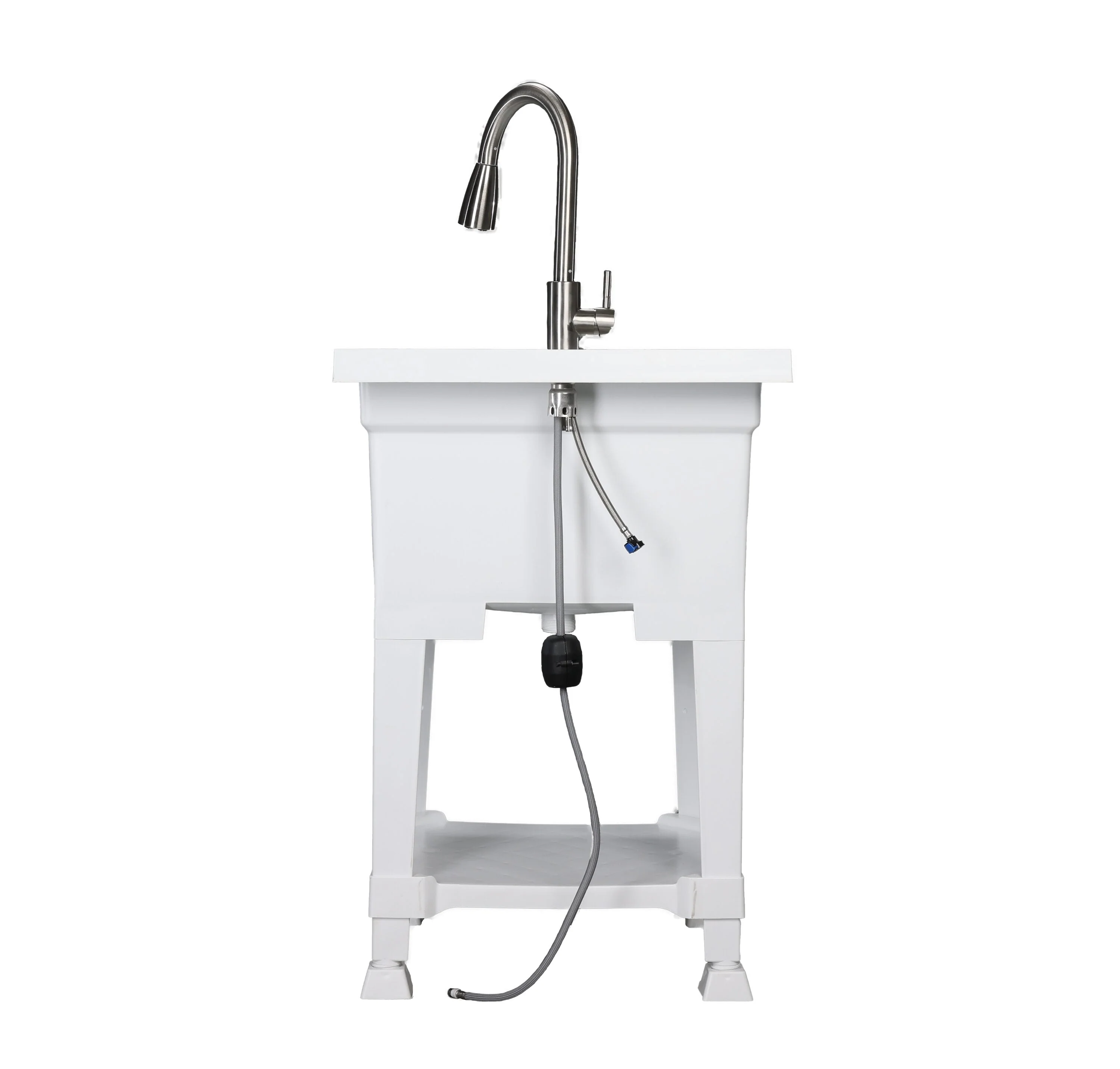 Project Source 24-in x 24-in White Freestanding Utility Tub with Faucet and Drain - Image 4