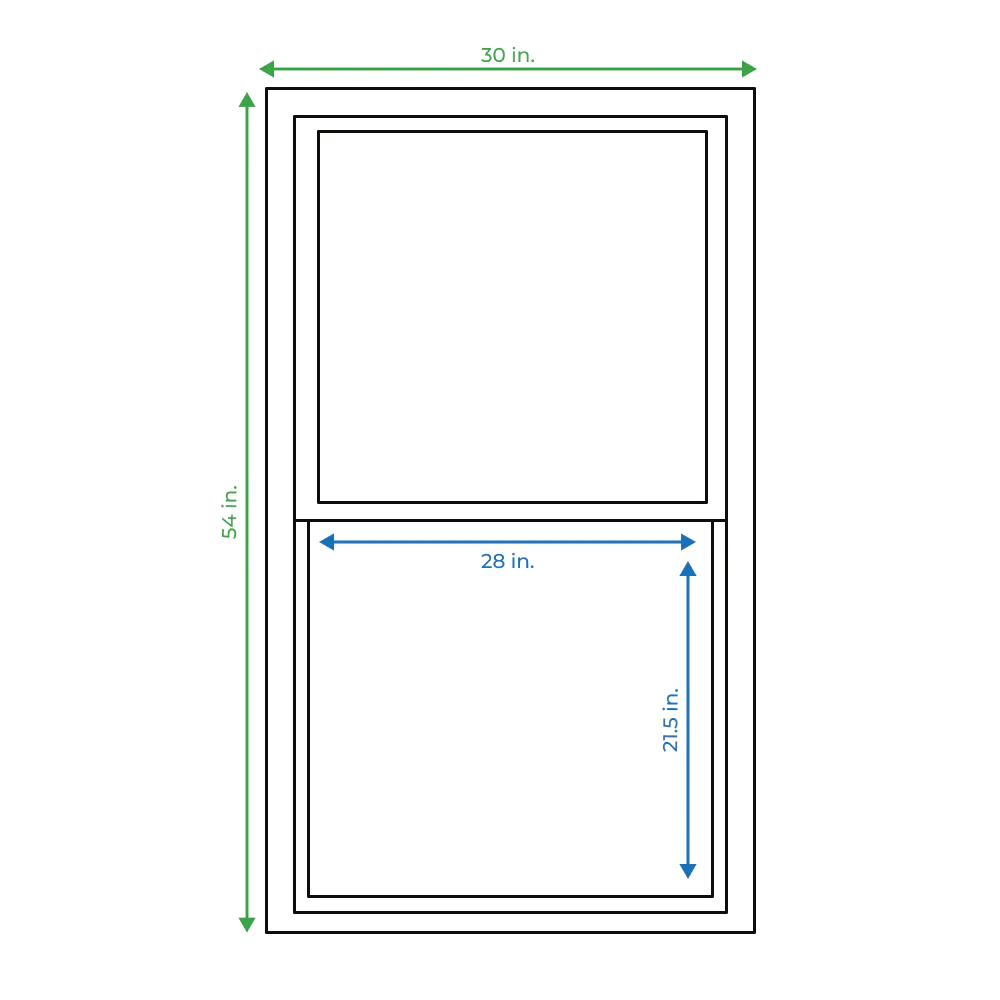 Project Source 40000 Series Replacement 30-in x 54-in x 1-3/4-in Jamb Silver Aluminum Single-Pane Single-Hung Window, Half Screen Included - Image 3
