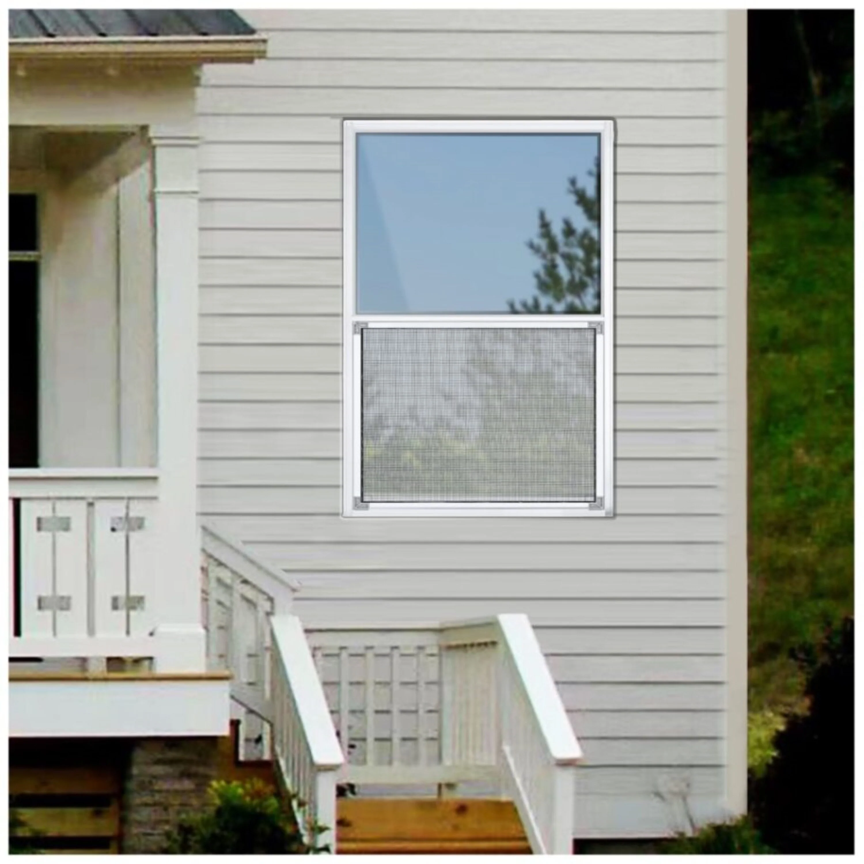 Project Source 40000 Series Replacement 30-in x 54-in x 1-3/4-in Jamb Silver Aluminum Single-Pane Single-Hung Window, Half Screen Included - Image 4