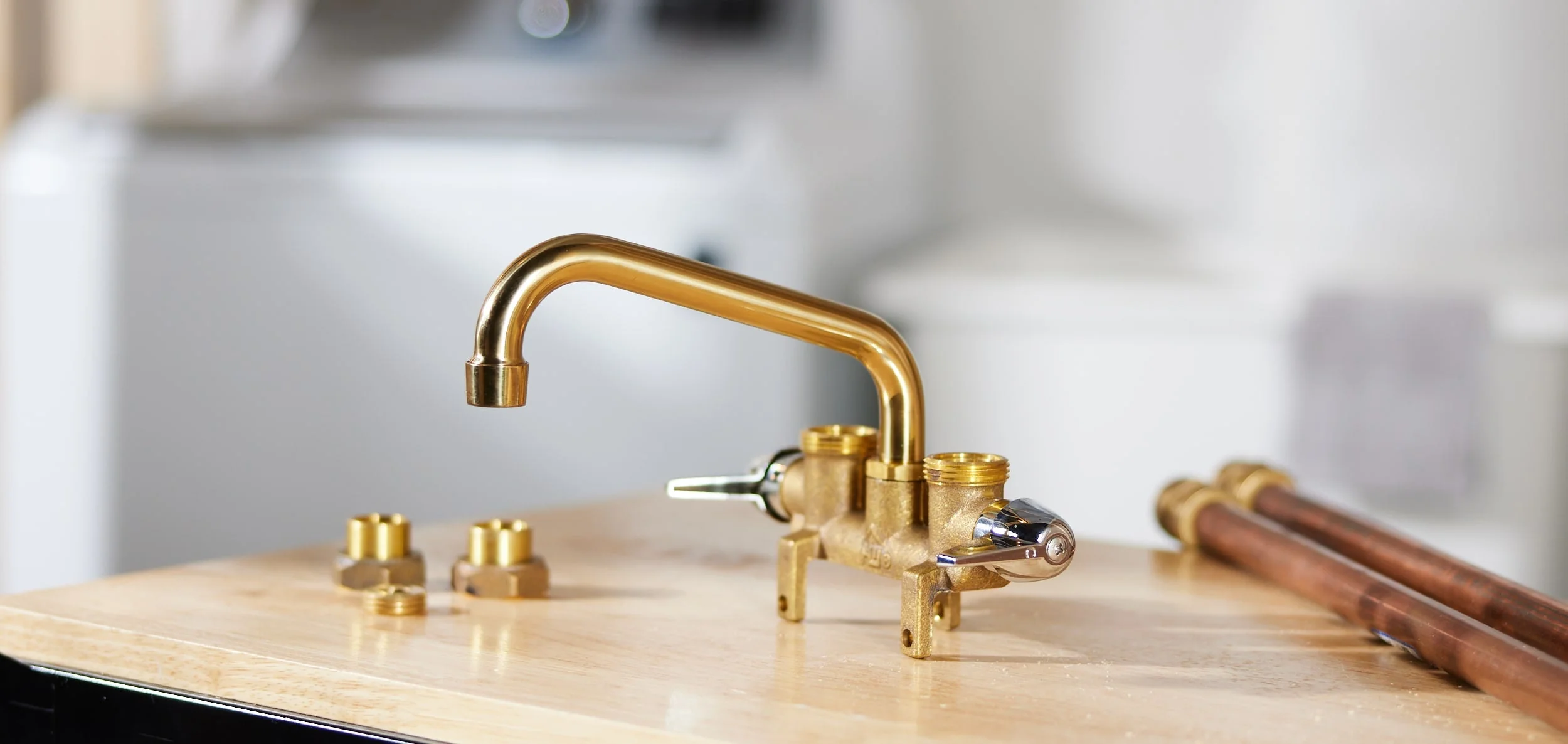 Project Source Rough Brass 2-handle Deck-mount Utility Faucet - Image 4