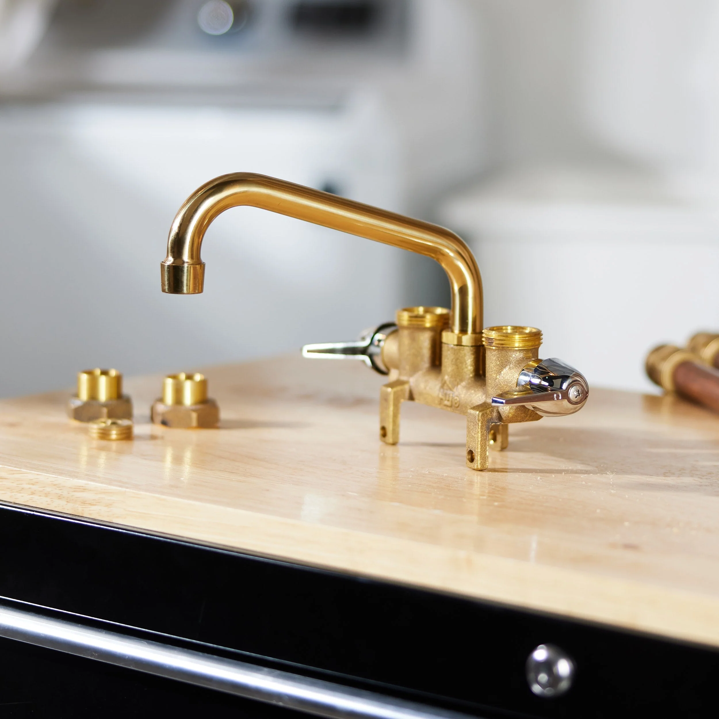 Project Source Rough Brass 2-handle Deck-mount Utility Faucet - Image 5