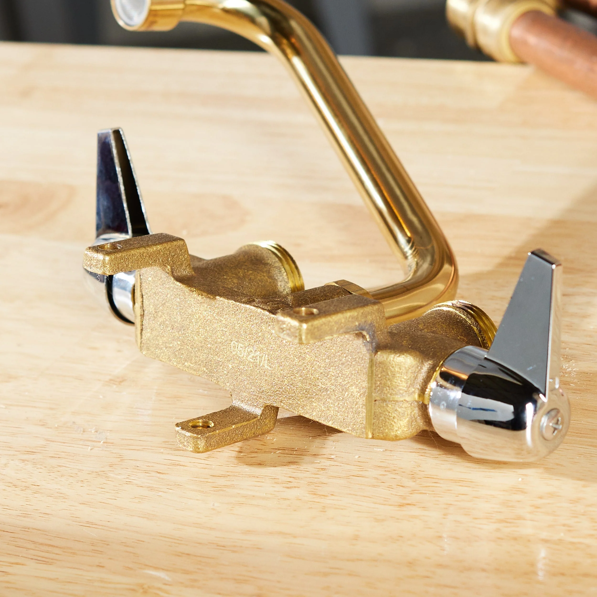 Project Source Rough Brass 2-handle Deck-mount Utility Faucet - Image 6