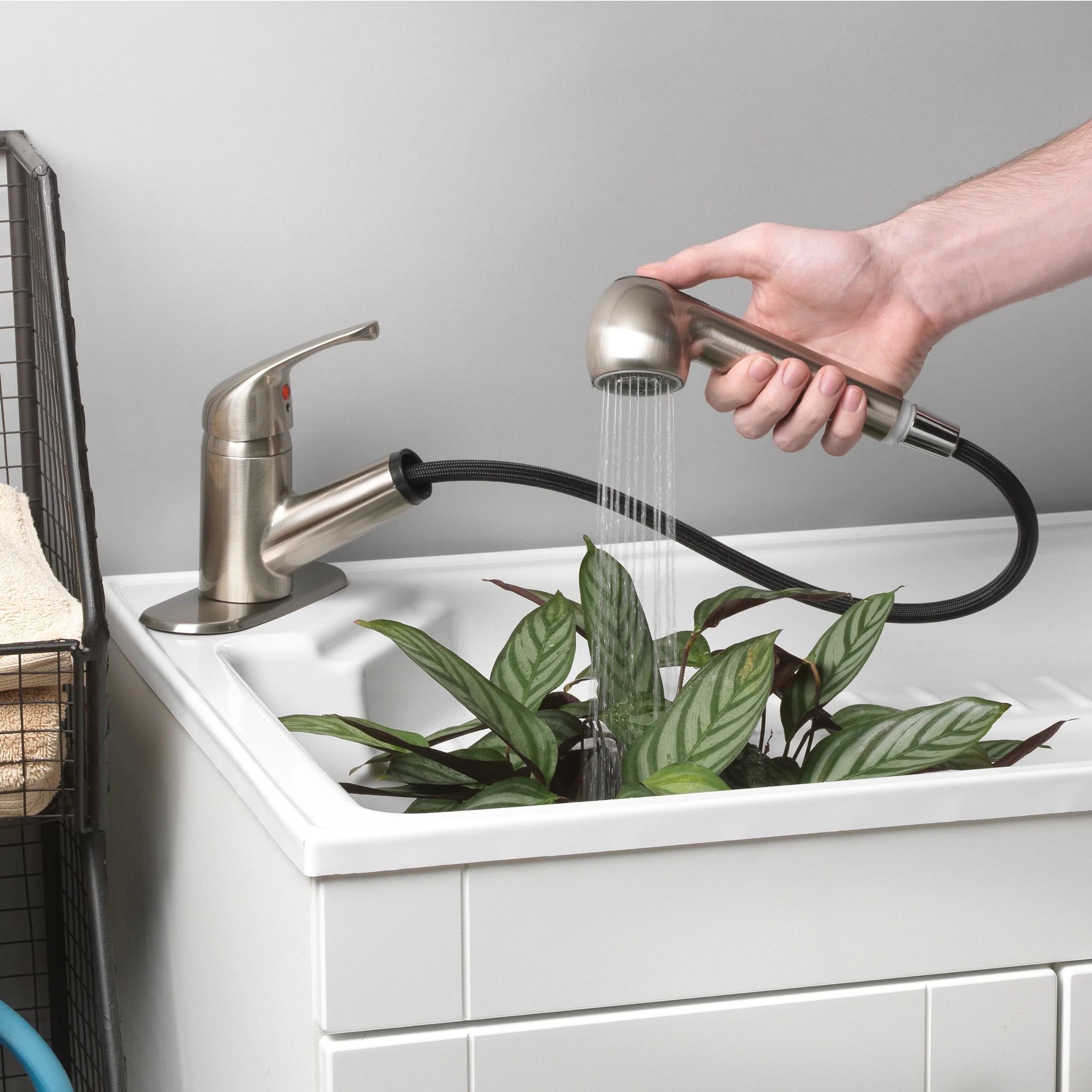 Project Source Stainless Steel Utility Faucet with Pulldown Sprayer - Image 6