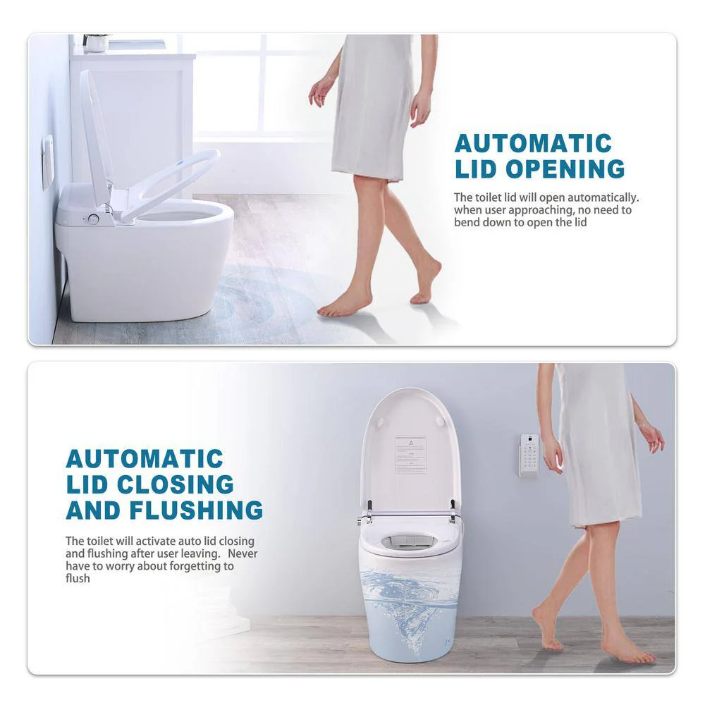 PROOX Elongated Smart Bidet Toilet, 1.28 GPF in White with Auto Functions and Heated Seat - Image 10