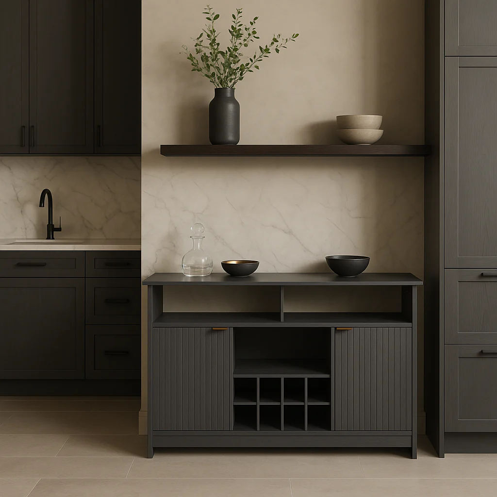 Puluomis Sideboard Buffet Wine Bar Pantry Cabinet with Storage, Gray - Image 2