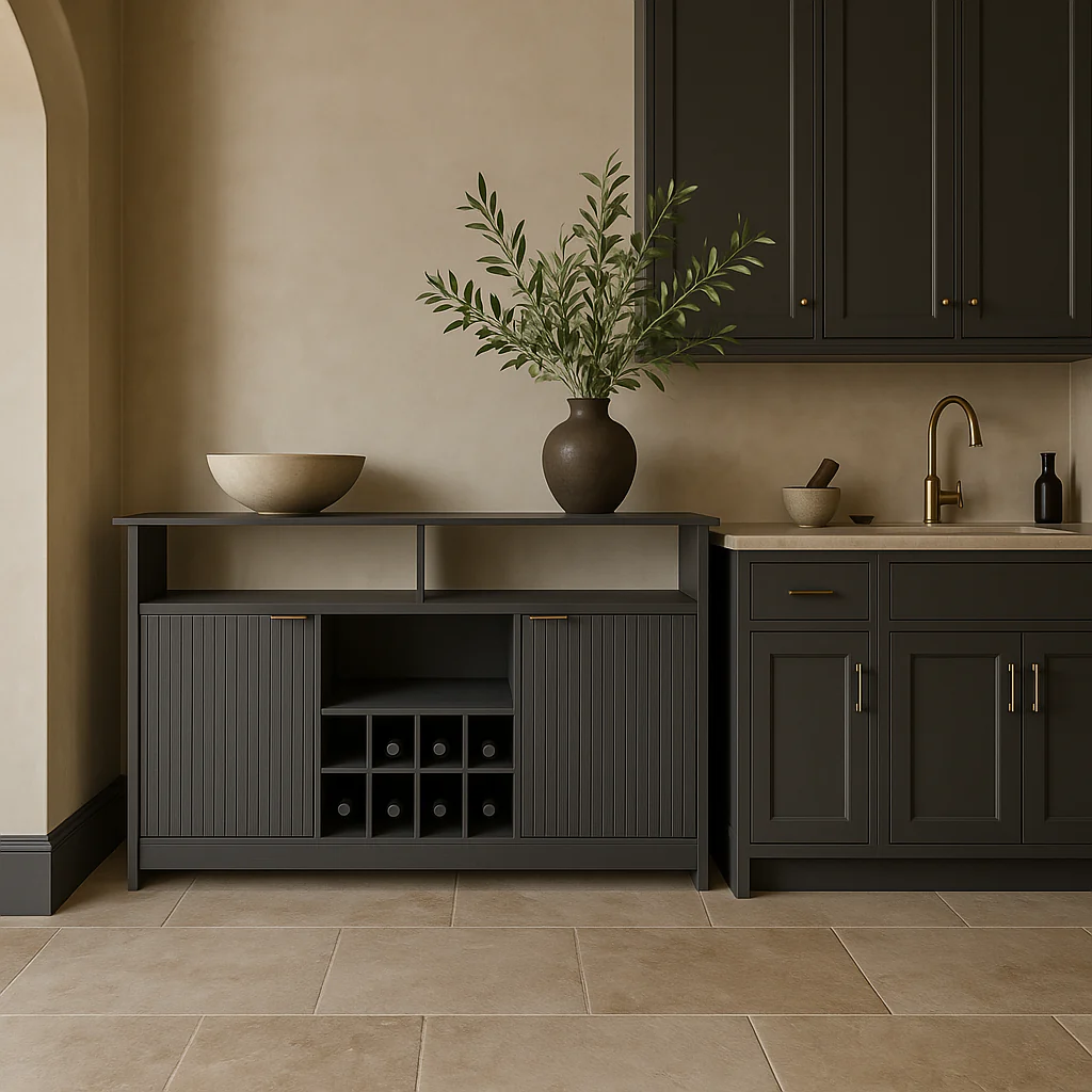 Puluomis Sideboard Buffet Wine Bar Pantry Cabinet with Storage, Gray - Image 4