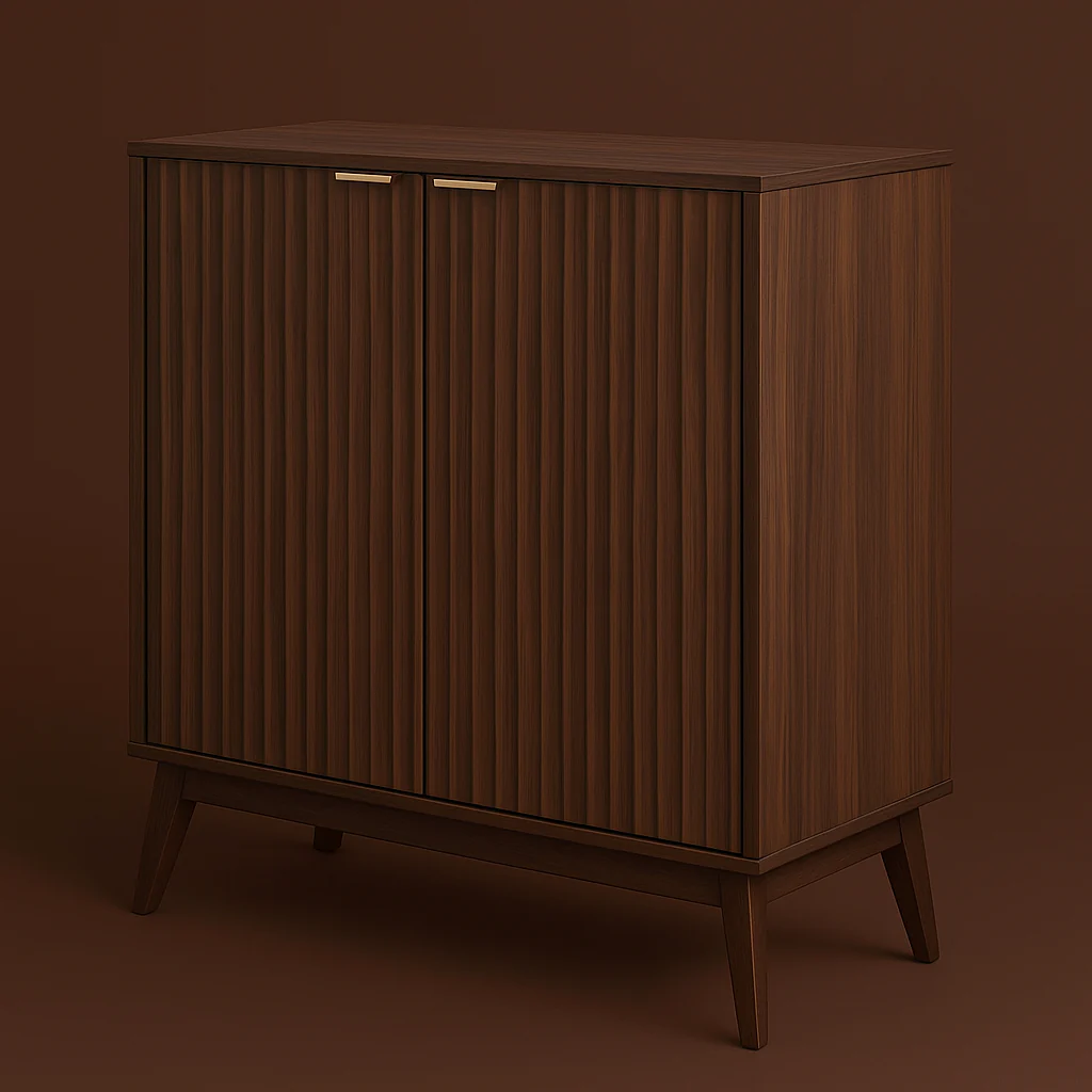 QueenFun Walnut Sideboard Buffet Cabinet with Adjustable Shelves, 31.5" W x 15.75" D x 34.45" H