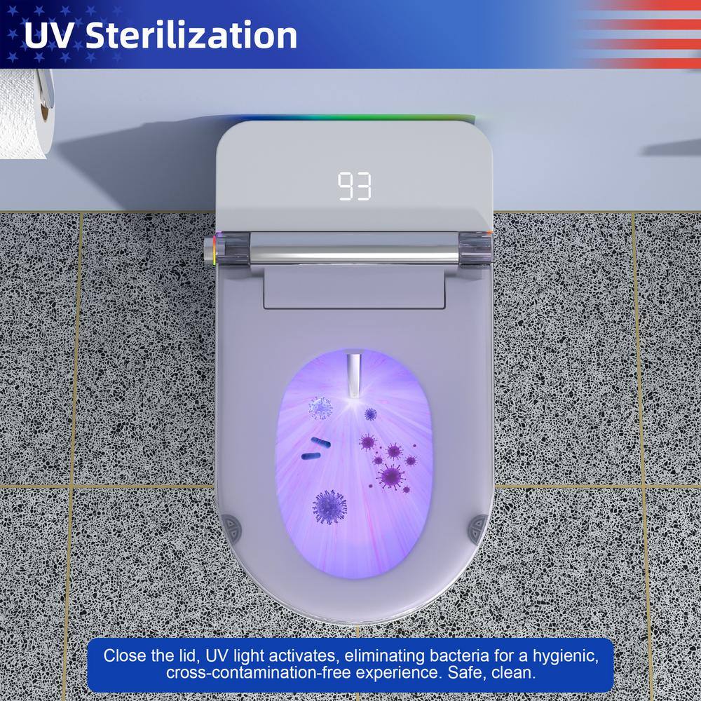 RAINLEX Elongated Bidet Toilet 1.28 GPF in White with Heated Soft Close - Image 4