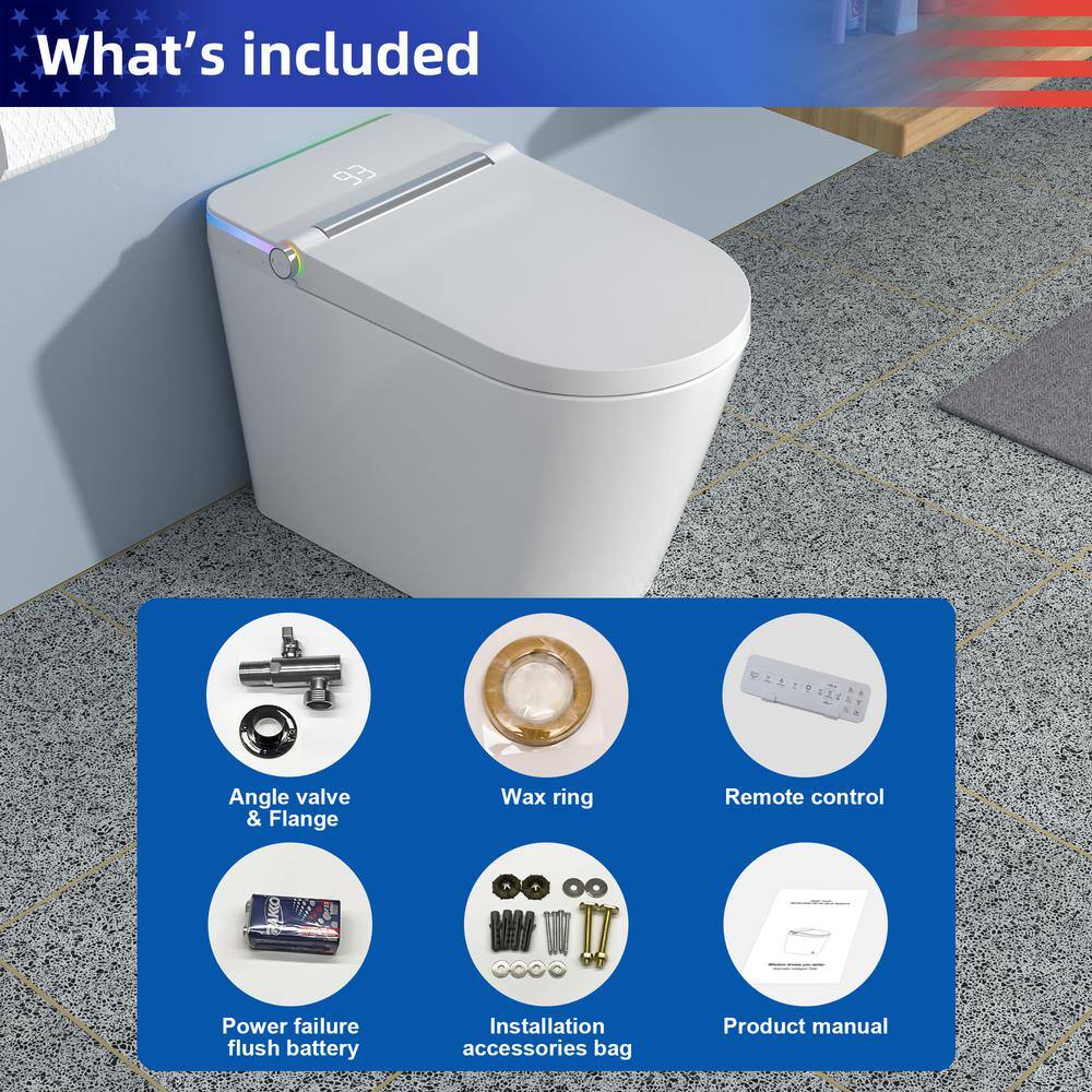 RAINLEX Elongated Bidet Toilet 1.28 GPF in White with Heated Soft Close - Image 5