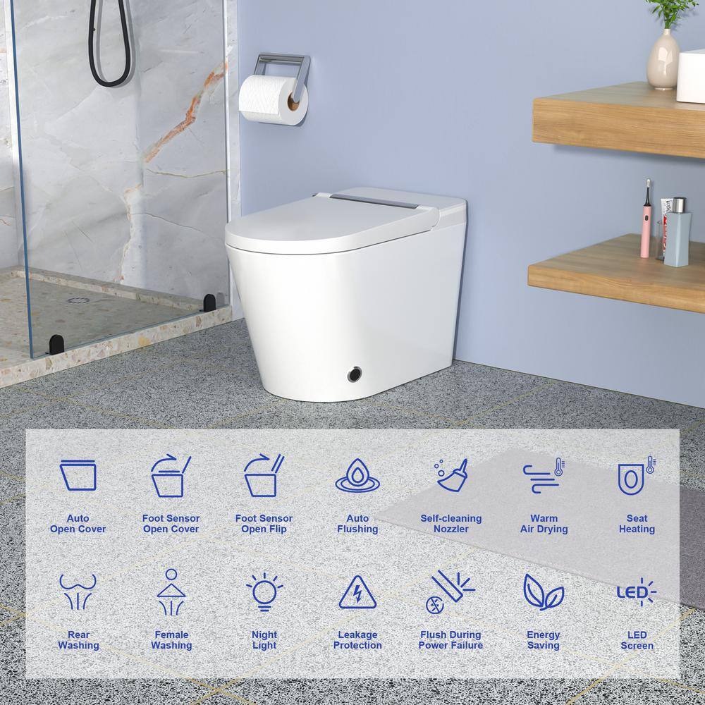 RAINLEX Elongated Bidet Toilet 1.28 GPF in White with Heated Soft Close - Image 6