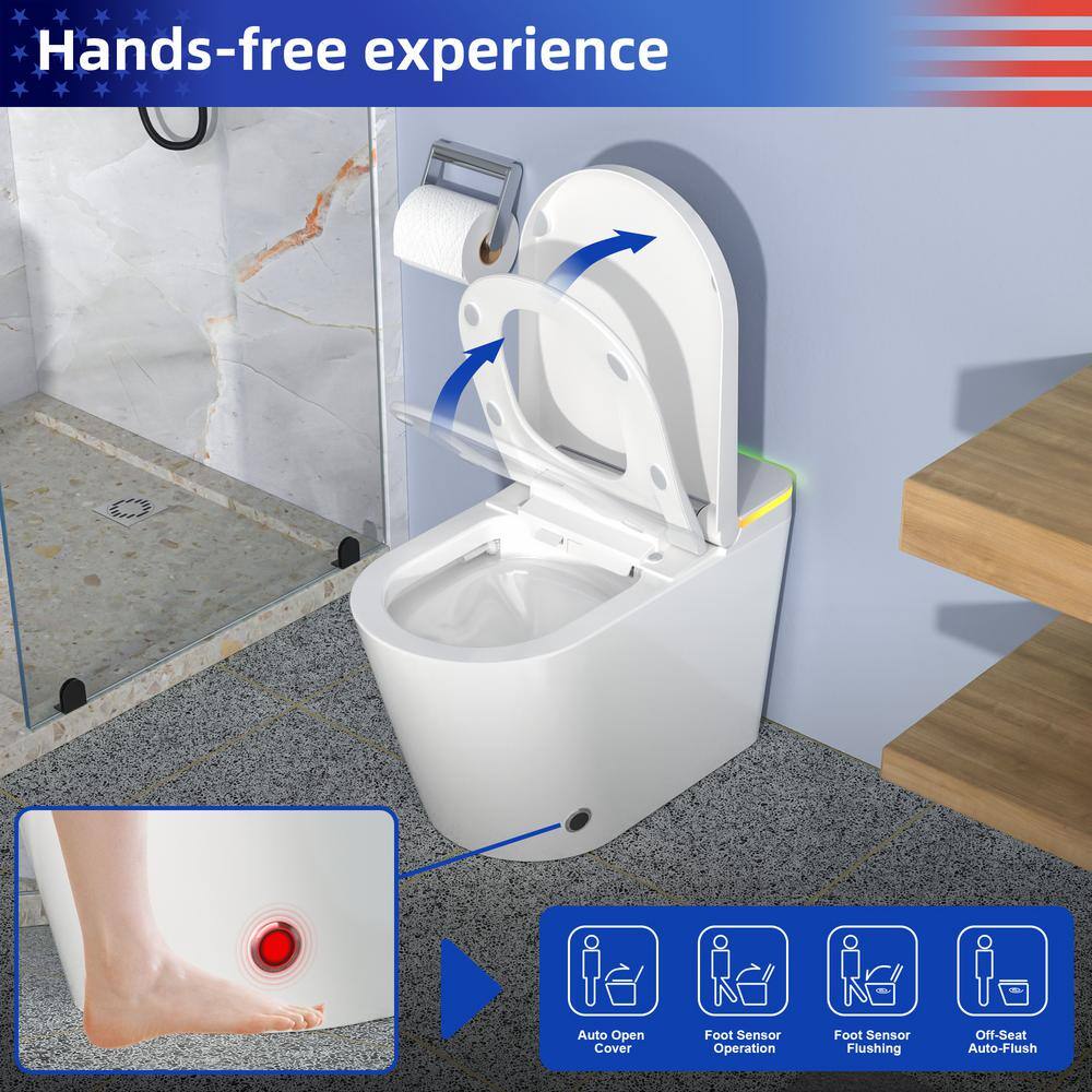 RAINLEX Elongated Bidet Toilet 1.28 GPF in White with Heated Soft Close - Image 7