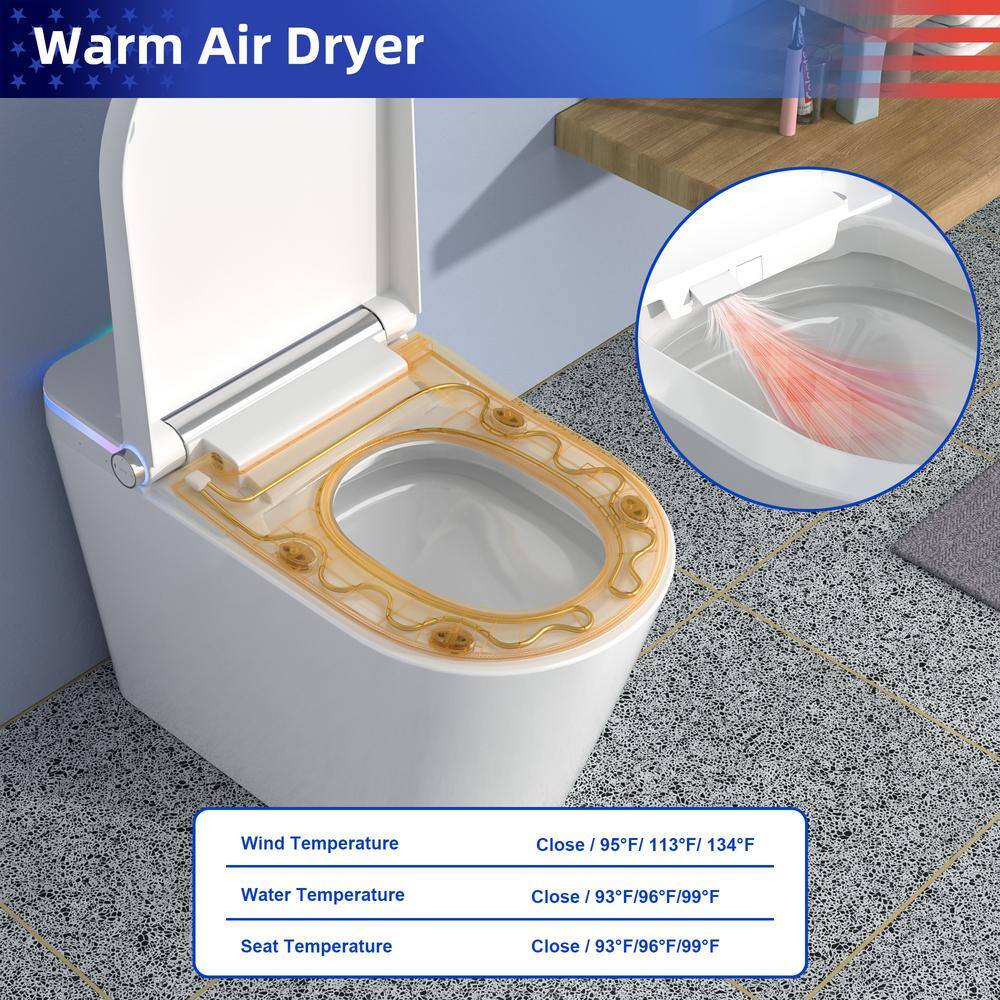 RAINLEX Elongated Bidet Toilet 1.28 GPF in White with Heated Soft Close - Image 9