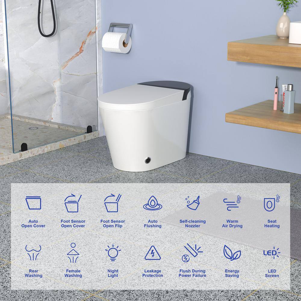 RAINLEX Elongated Bidet Toilet 1.28 GPF in White with Heated, Soft Close RX-T16W - Image 6