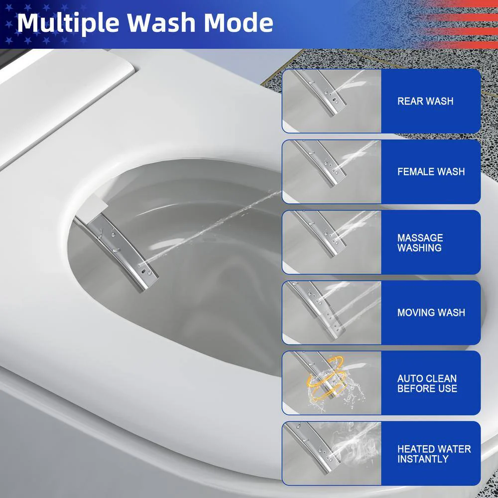 RAINLEX Elongated Bidet Toilet 1.28 GPF in White with Heated, Soft Close RX-T16W - Image 8
