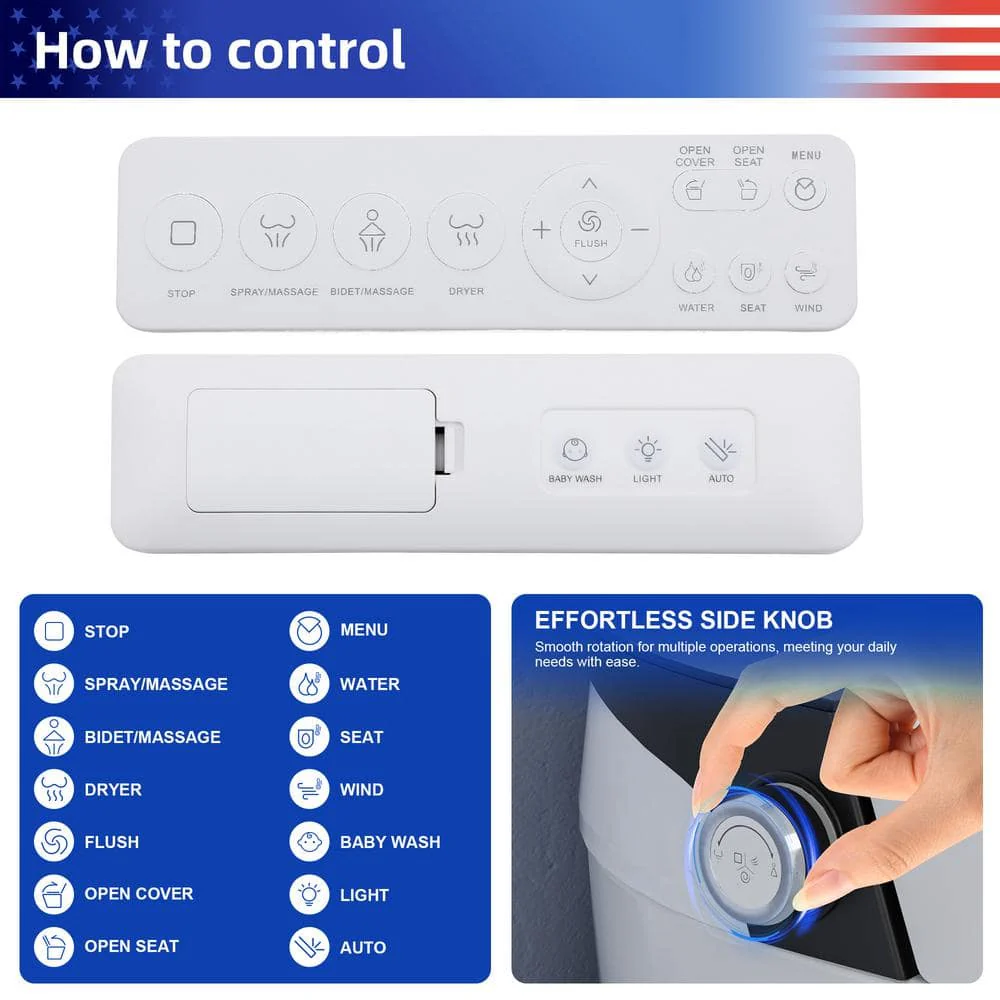 RAINLEX Elongated Smart Bidet Toilet with Heated Seat and Remote Control - Image 10