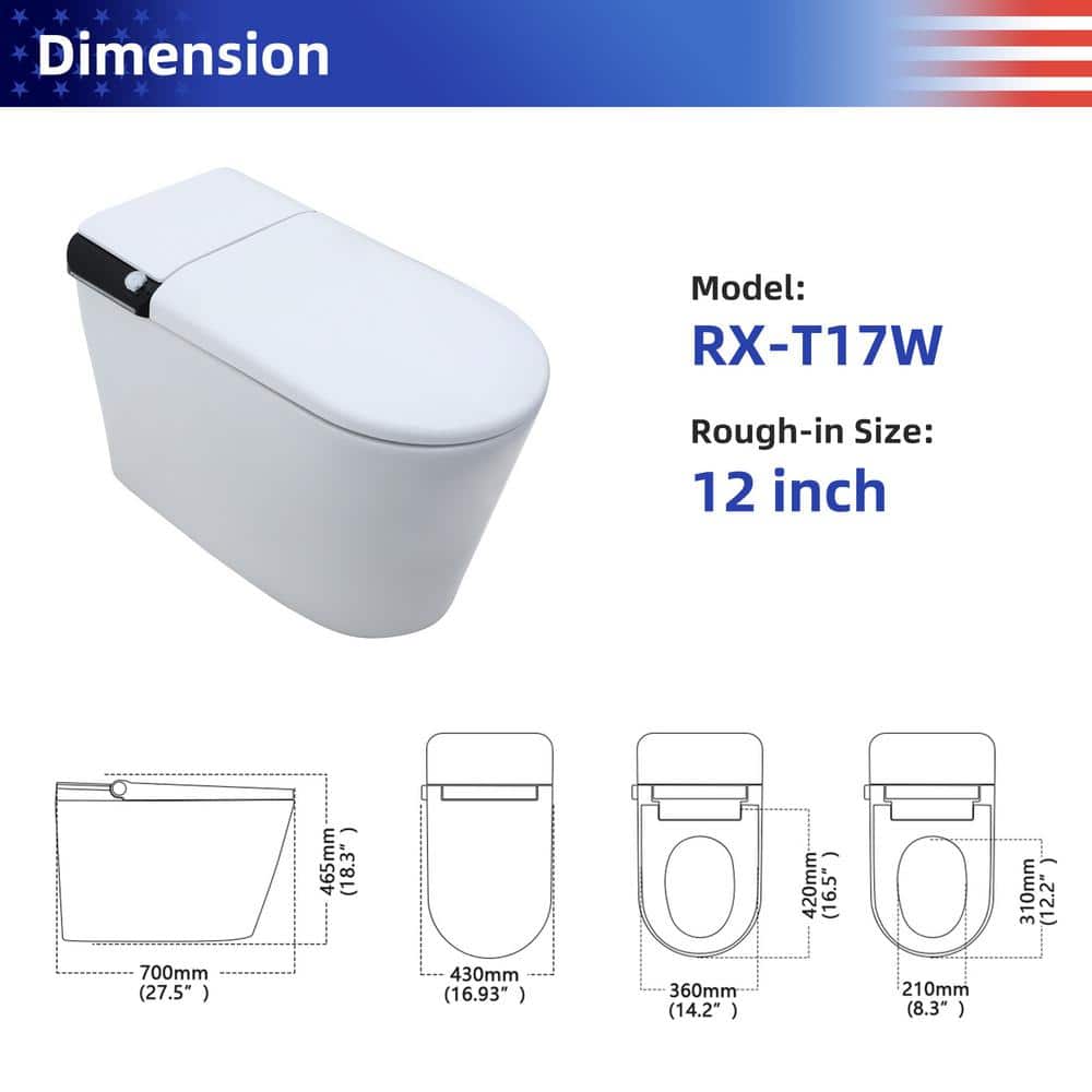 RAINLEX Elongated Smart Bidet Toilet with Heated Seat and Remote Control - Image 2