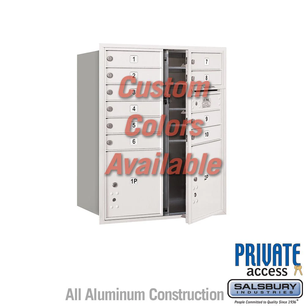 Recessed Mounted 4C Horizontal Mailbox - 10 Door High Unit - Double Column - Custom Color - Front Loading - Private Access