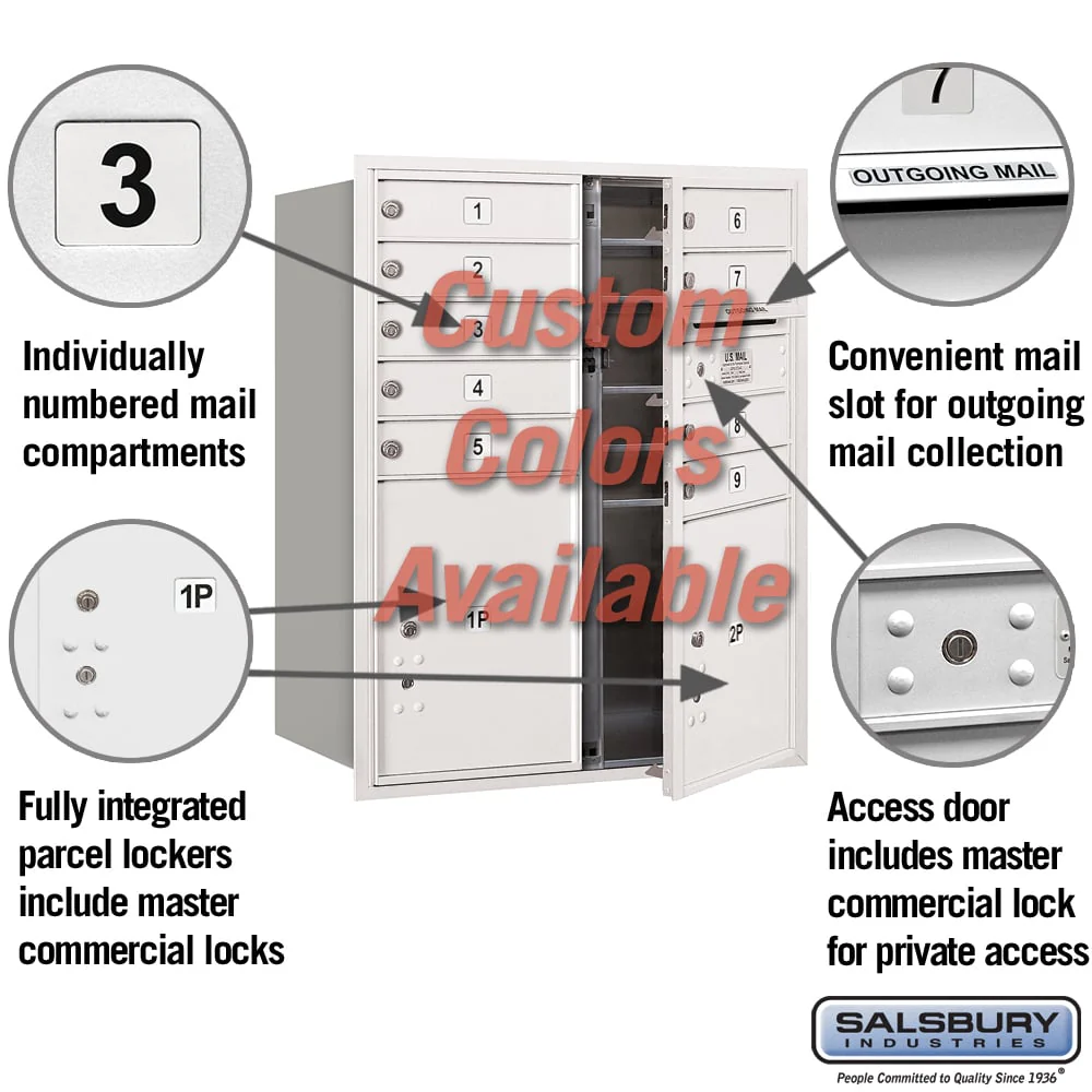 Recessed Mounted 4C Horizontal Mailbox - 10 Door High Unit - Double Column - Front Loading - Private Access - Image 2