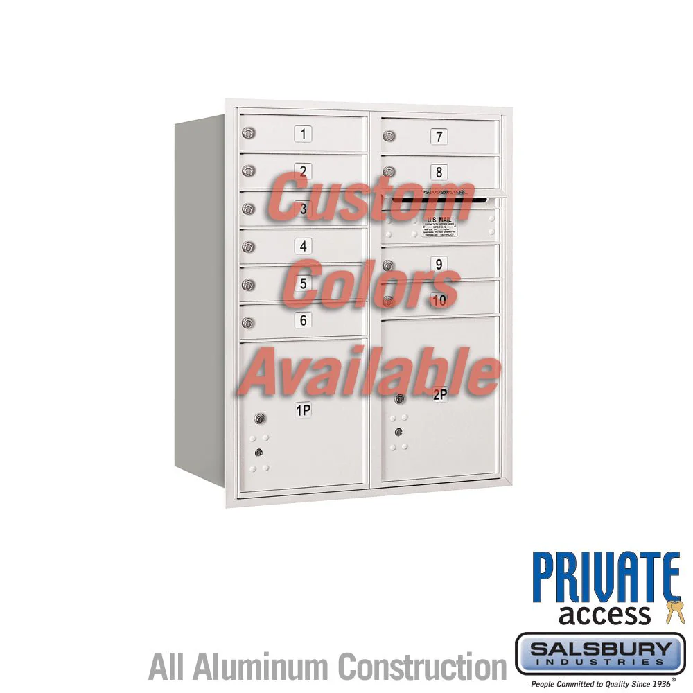 Recessed Mounted 4C Horizontal Mailbox - 10 Door High Unit - Double Column - Rear Loading - Private Access
