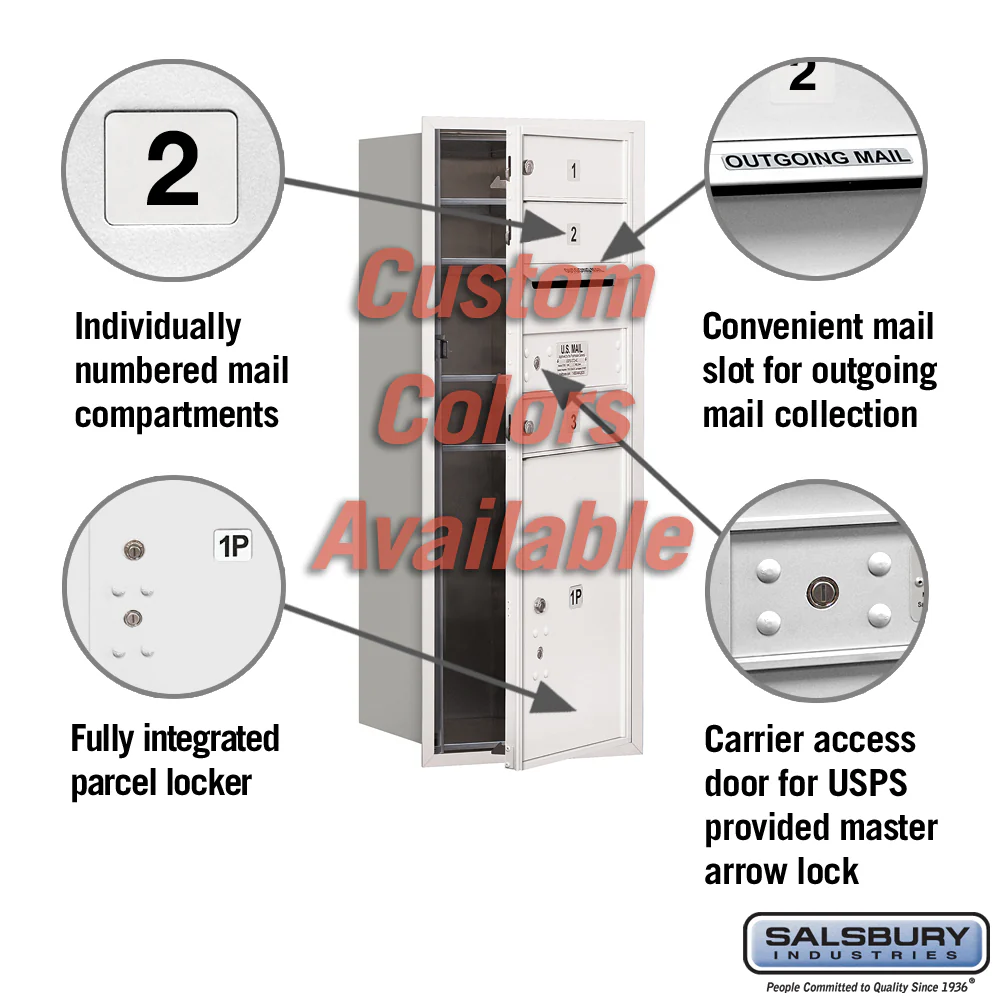 Recessed Mounted 4C Horizontal Mailbox - 10 Door High Unit with Parcel Locker - Image 2