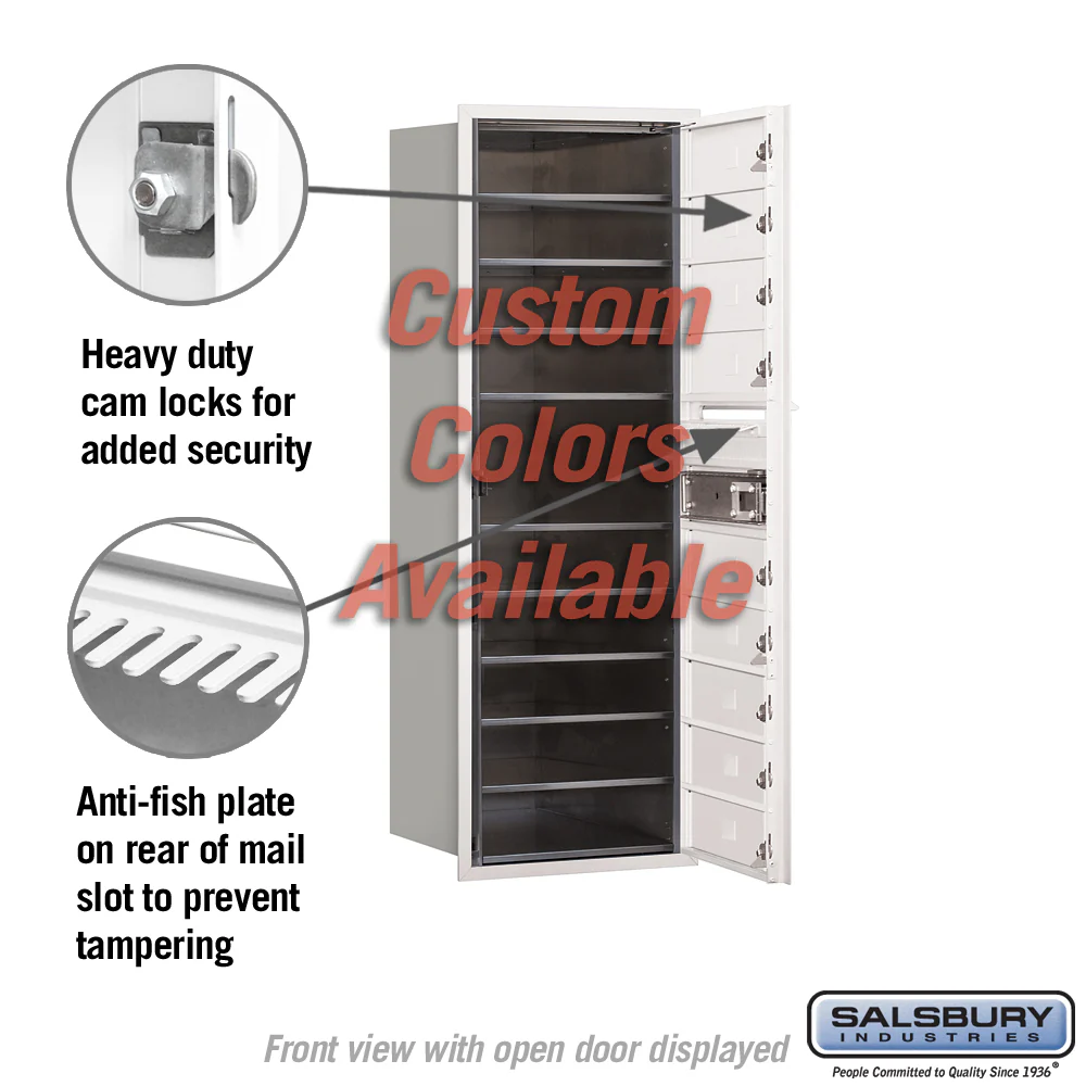 Recessed Mounted 4C Horizontal Mailbox - 11 Door High Unit - 9 MB1 Doors - Custom Color - Front Loading - Private Access - Image 2