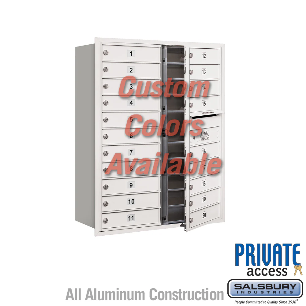 Recessed Mounted 4C Horizontal Mailbox - 11 Door High Unit - Double Column - 20 MB1 Doors - Custom Color - Front Loading - Private Access