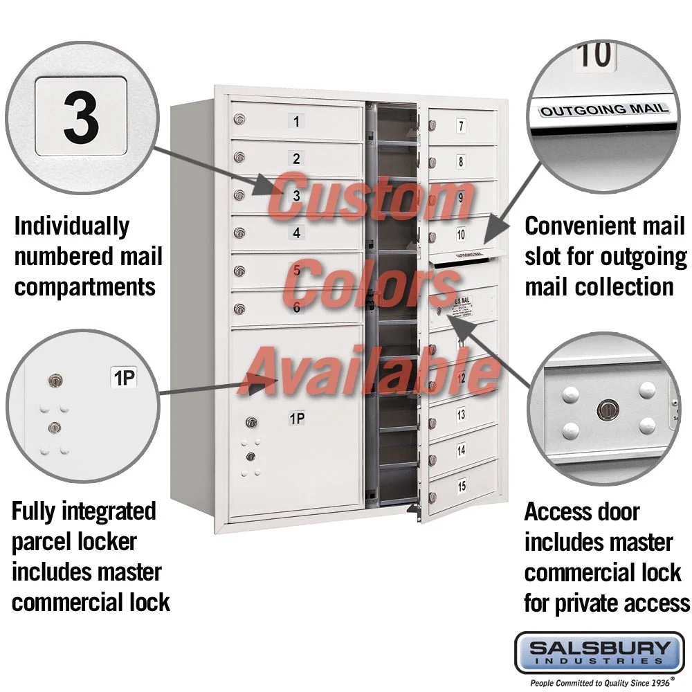 Recessed Mounted 4C Horizontal Mailbox - 11 Door High Unit - Double Column - Custom Color - Front Loading - Private Access - Image 2