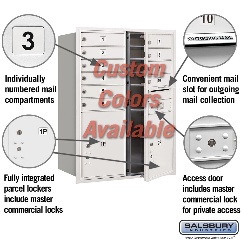 Recessed Mounted 4C Horizontal Mailbox - 11 Door High Unit - Double Column - Custom Color - Front Loading - Private Access - Image 2