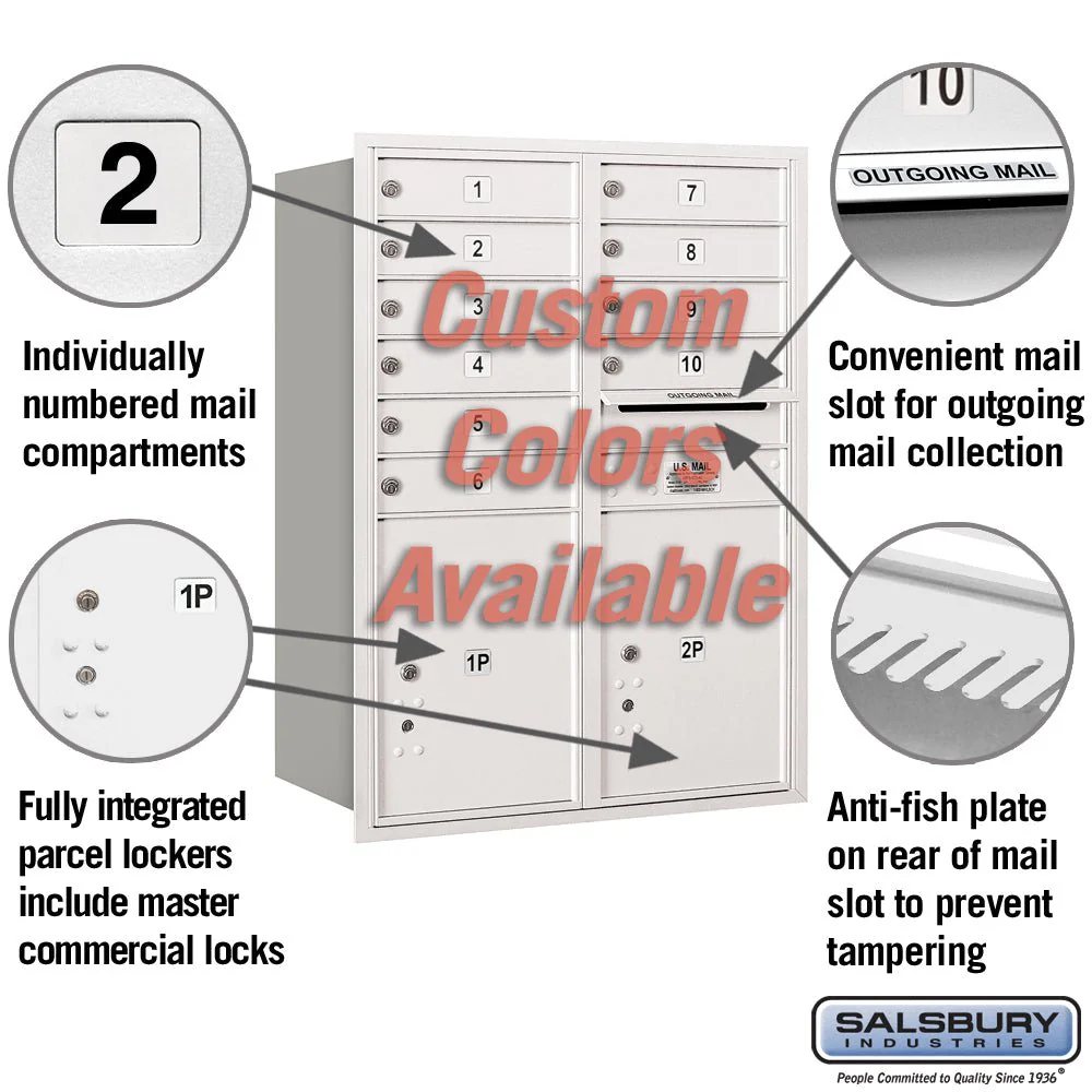 Recessed Mounted 4C Horizontal Mailbox - 11 Door High Unit - Double Column - Rear Loading - Private Access - Image 2