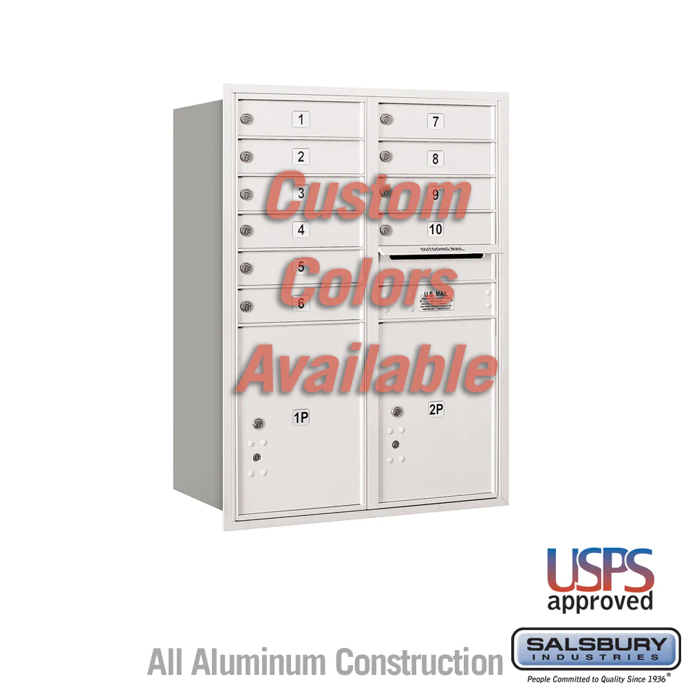 Recessed Mounted 4C Horizontal Mailbox - 11 Door High Unit - Double Column - Rear Loading - USPS Access
