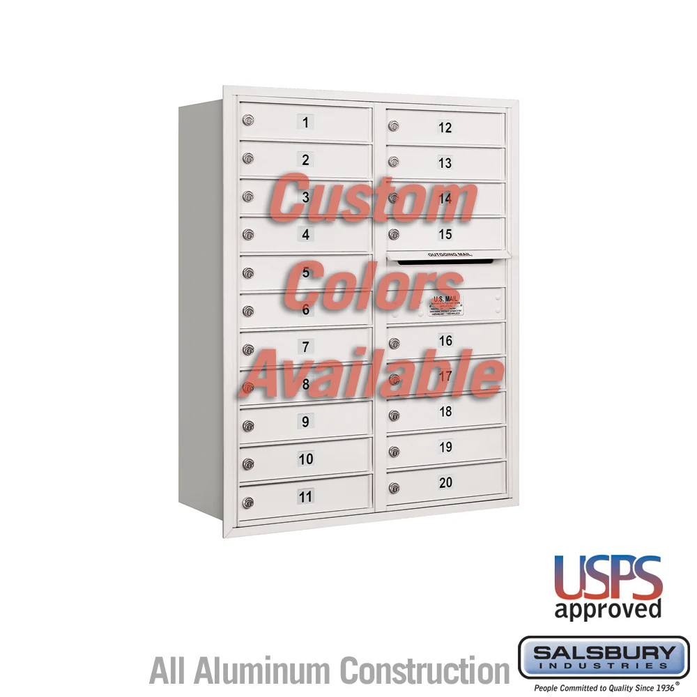 Recessed Mounted 4C Horizontal Mailbox - 11 Door High Unit, Double Column, Rear Loading, USPS Approved