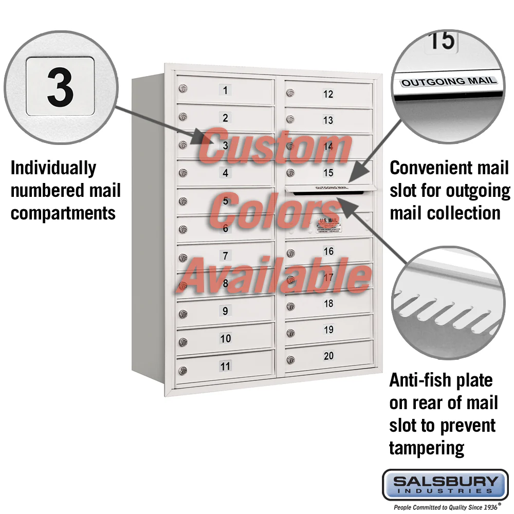 Recessed Mounted 4C Horizontal Mailbox - 11 Door High Unit, Double Column, Rear Loading, USPS Approved - Image 2