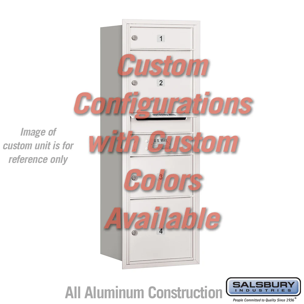 Recessed Mounted 4C Horizontal Mailbox - 11 Door High Unit - Single Column - Custom Color - Rear Loading - USPS Access