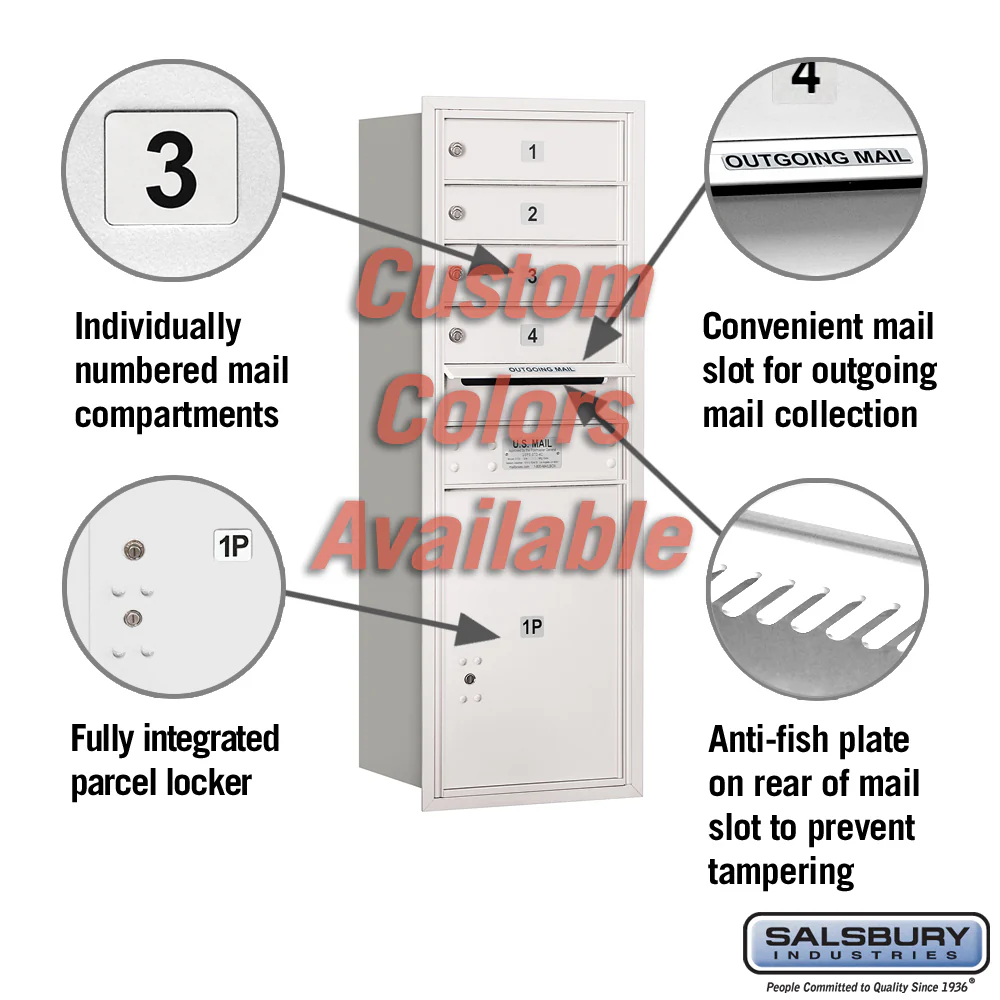 Recessed Mounted 4C Horizontal Mailbox - 11 Door High Unit with Parcel Locker - Image 2
