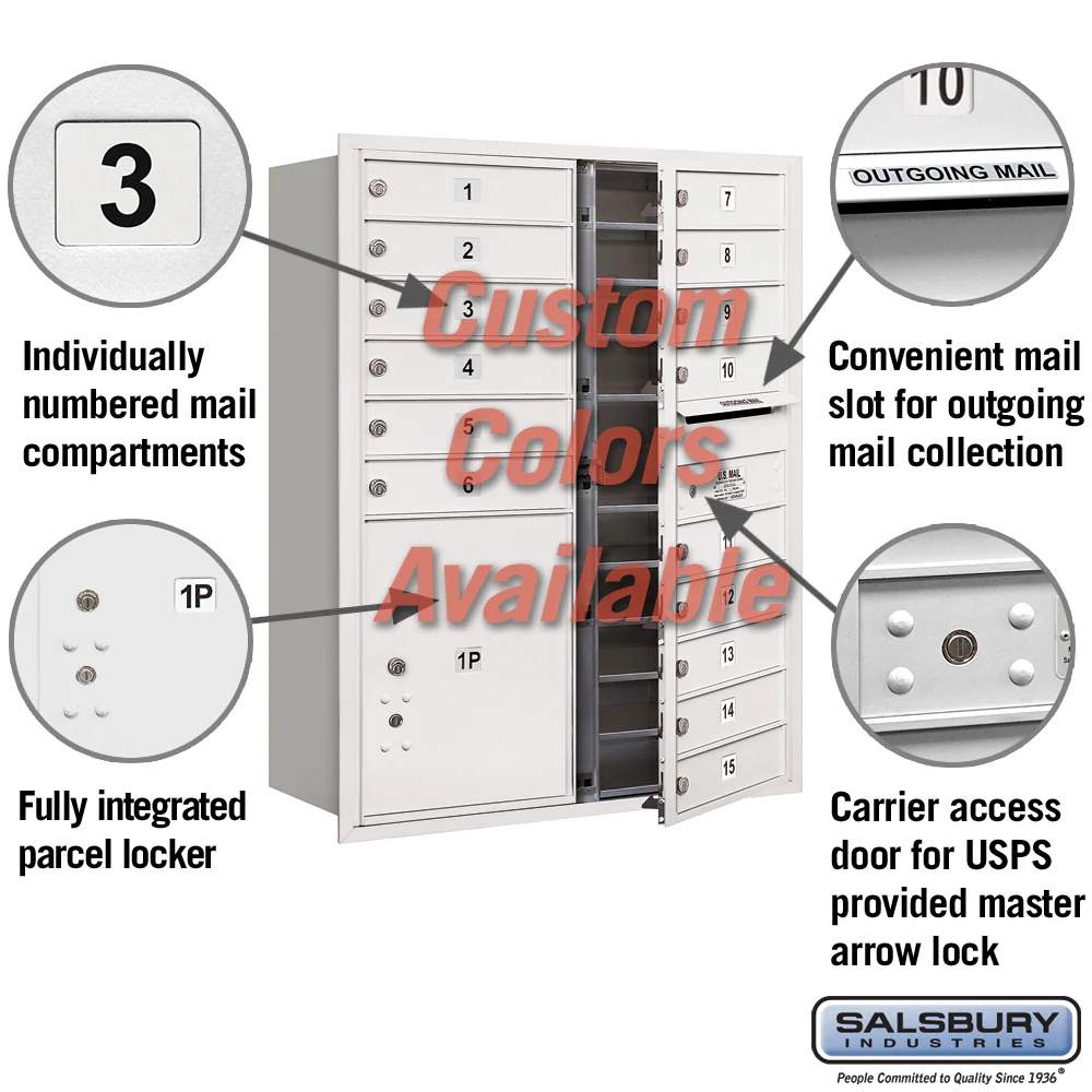 Recessed Mounted 4C Horizontal Mailbox - 11 Door High Unit with Parcel Locker - Image 7