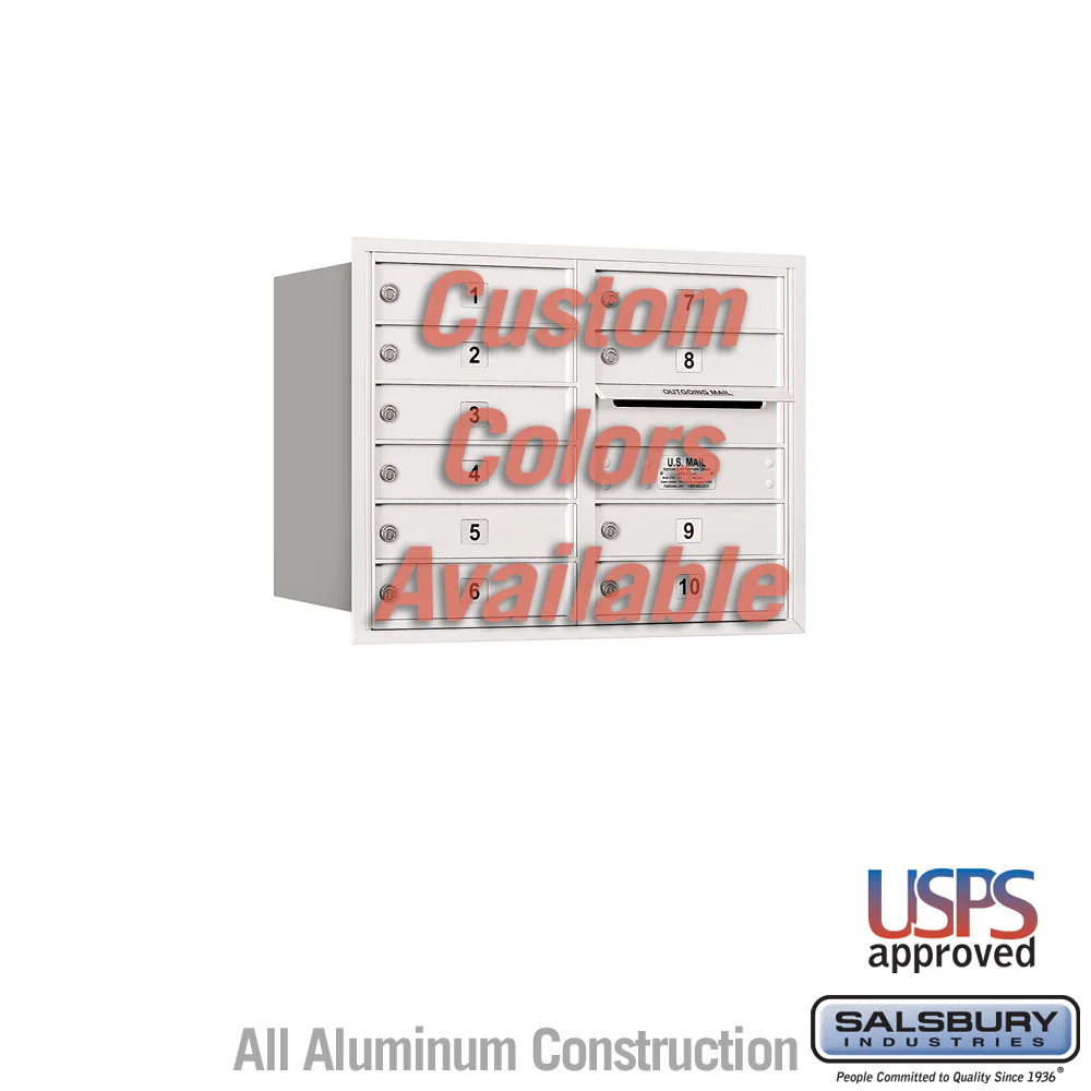 Recessed Mounted 4C Horizontal Mailbox - 6 Door High Unit - Double Column - 10 MB1 Doors - Rear Loading - USPS Access