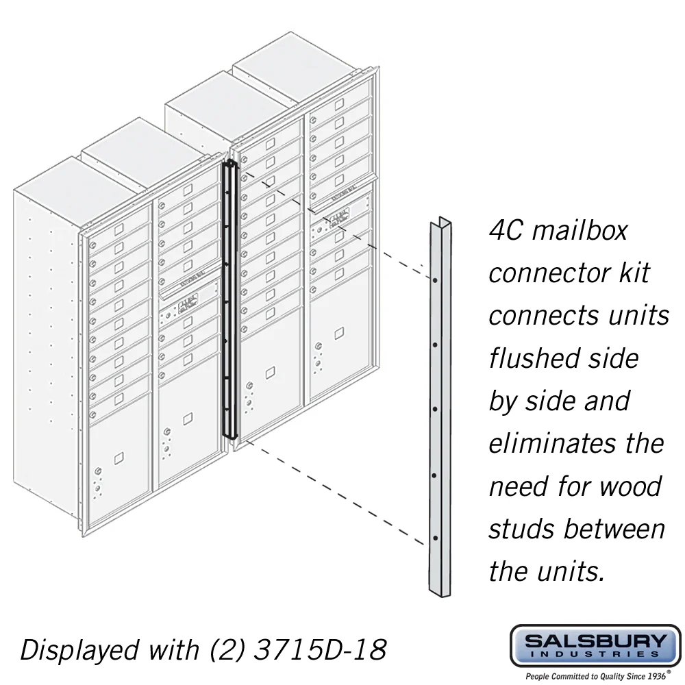 Recessed Mounted 4C Horizontal Mailbox Connector Kit for 15-Door High Units