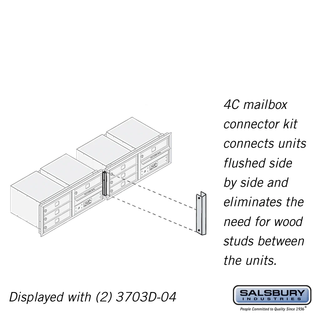 Recessed Mounted 4C Horizontal Mailbox Connector Kit for 3 Door High Units