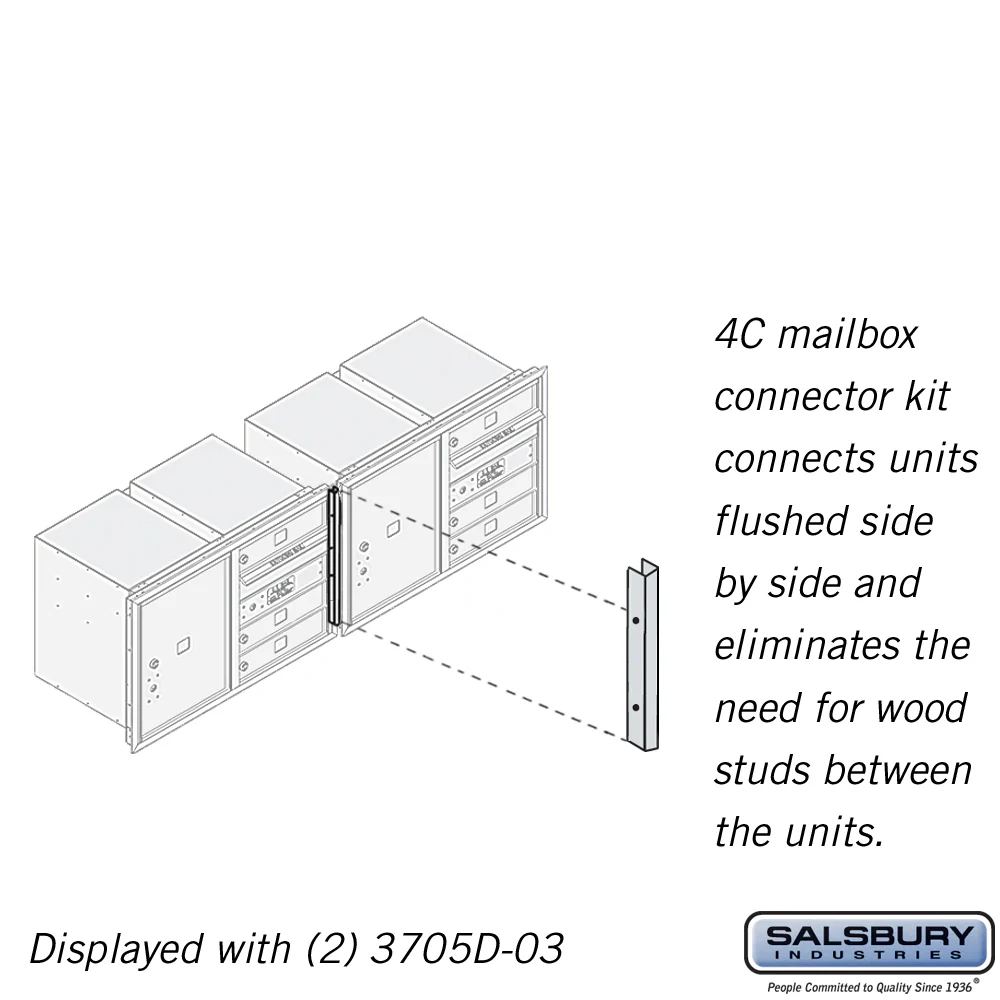 Recessed Mounted 4C Horizontal Mailbox Connector Kit for 5 Door High Units