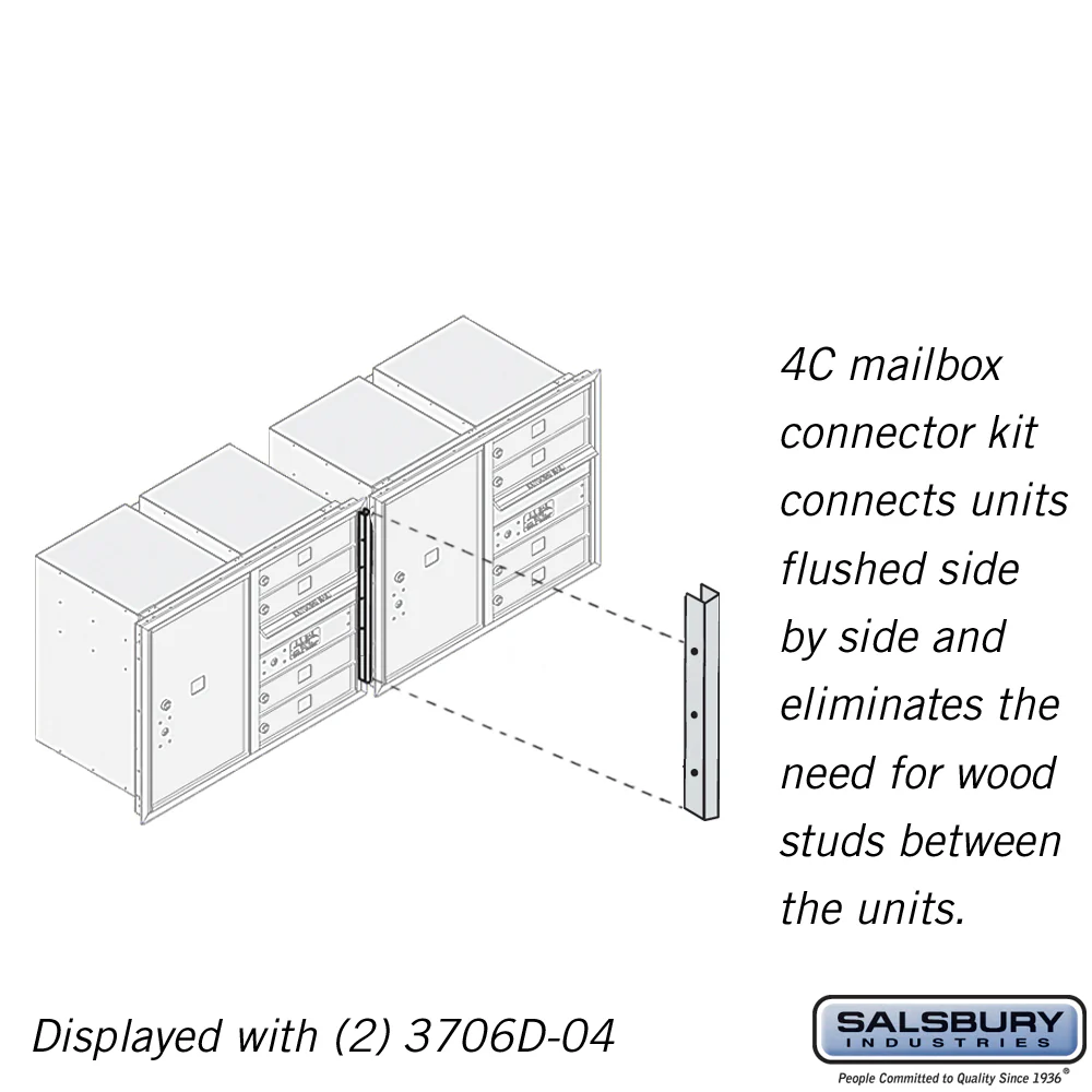 Recessed Mounted 4C Horizontal Mailbox Connector Kit for 6-Door High Units