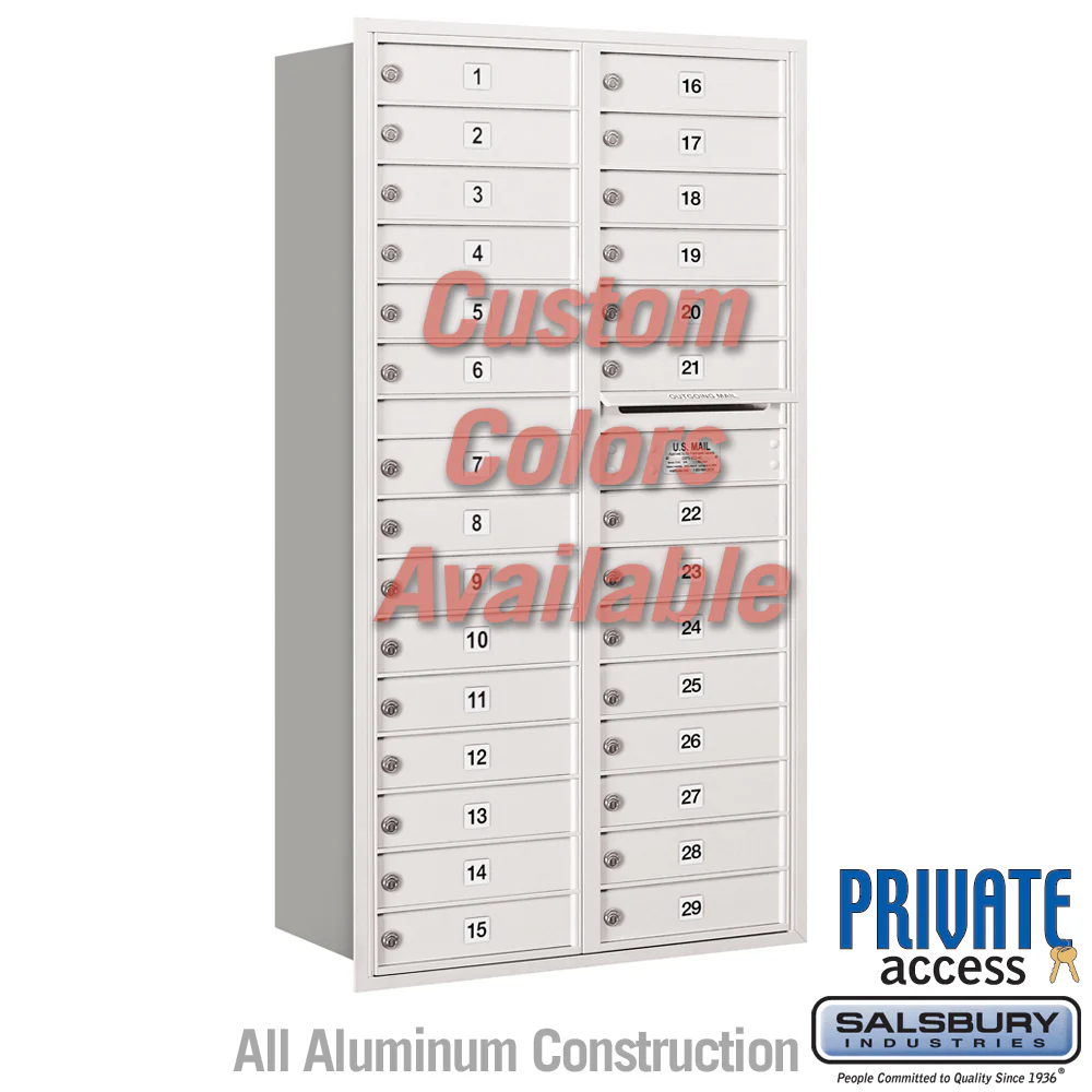 Recessed Mounted 4C Horizontal Mailbox - Double Column - 29 MB1 Doors - Rear Loading - Private Access