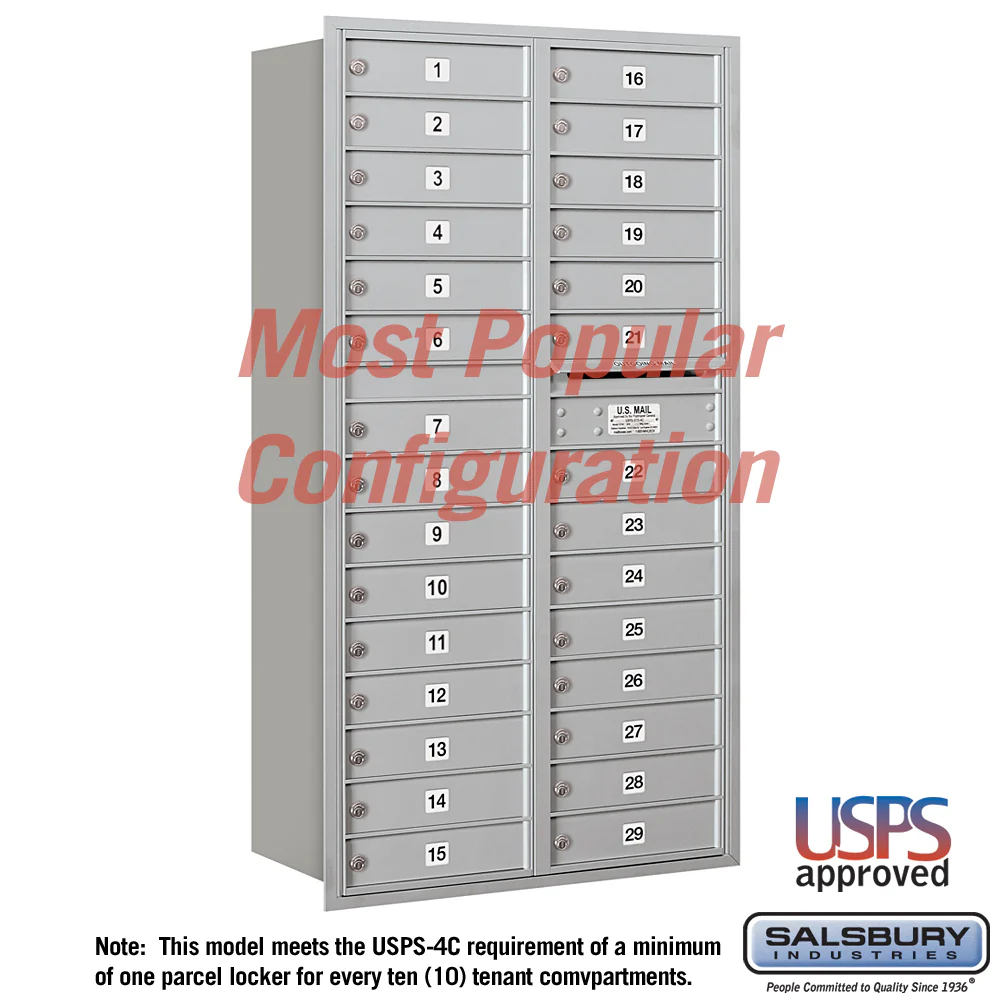 Recessed Mounted 4C Horizontal Mailbox - Double Column - 29 MB1 Doors - Rear Loading - Private Access - Image 4