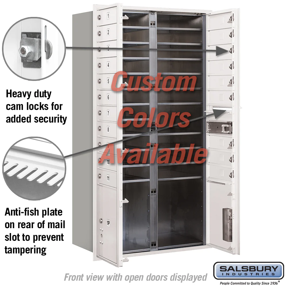 Recessed Mounted 4C Horizontal Mailbox - Maximum Height Unit, Double Column, 20 MB1 Doors, 2 PL4.5 Parcel Lockers, Front Loading, USPS Access - Image 3