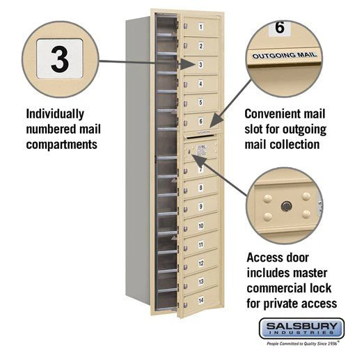 Maximum Height Recessed Mounted 4C Horizontal Mailbox with 14 Doors in Sandstone - Front Loading - Image 2