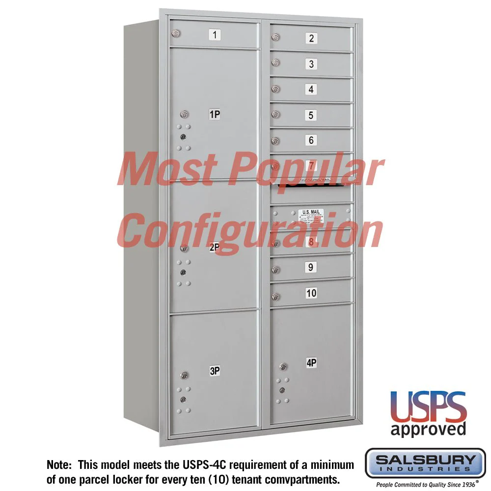 Recessed Mounted 4C Horizontal Mailbox - Maximum Height Unit - Double Column - Rear Loading - USPS Access - Image 4
