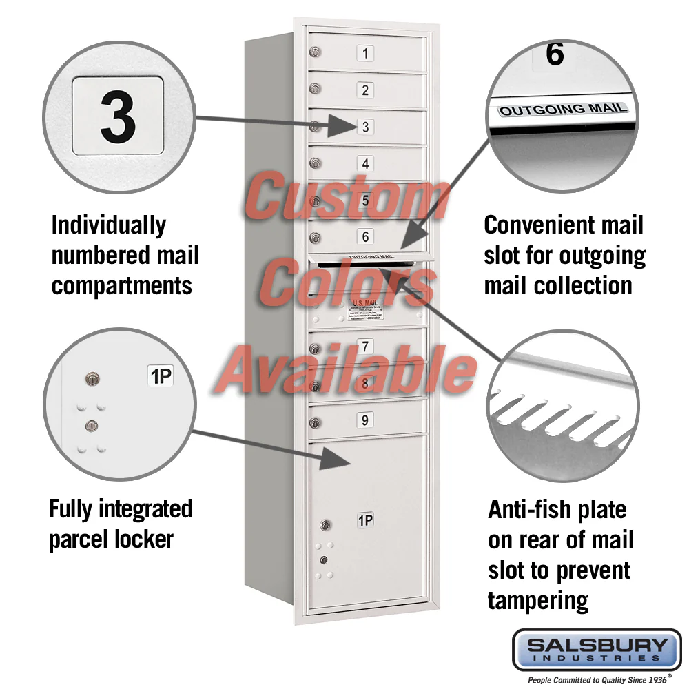 Recessed Mounted 4C Horizontal Mailbox - Maximum Height Unit with Parcel Locker - Image 2